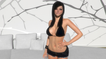 обоя 3д графика, люди , people, взгляд, девушка, интерьер, фон