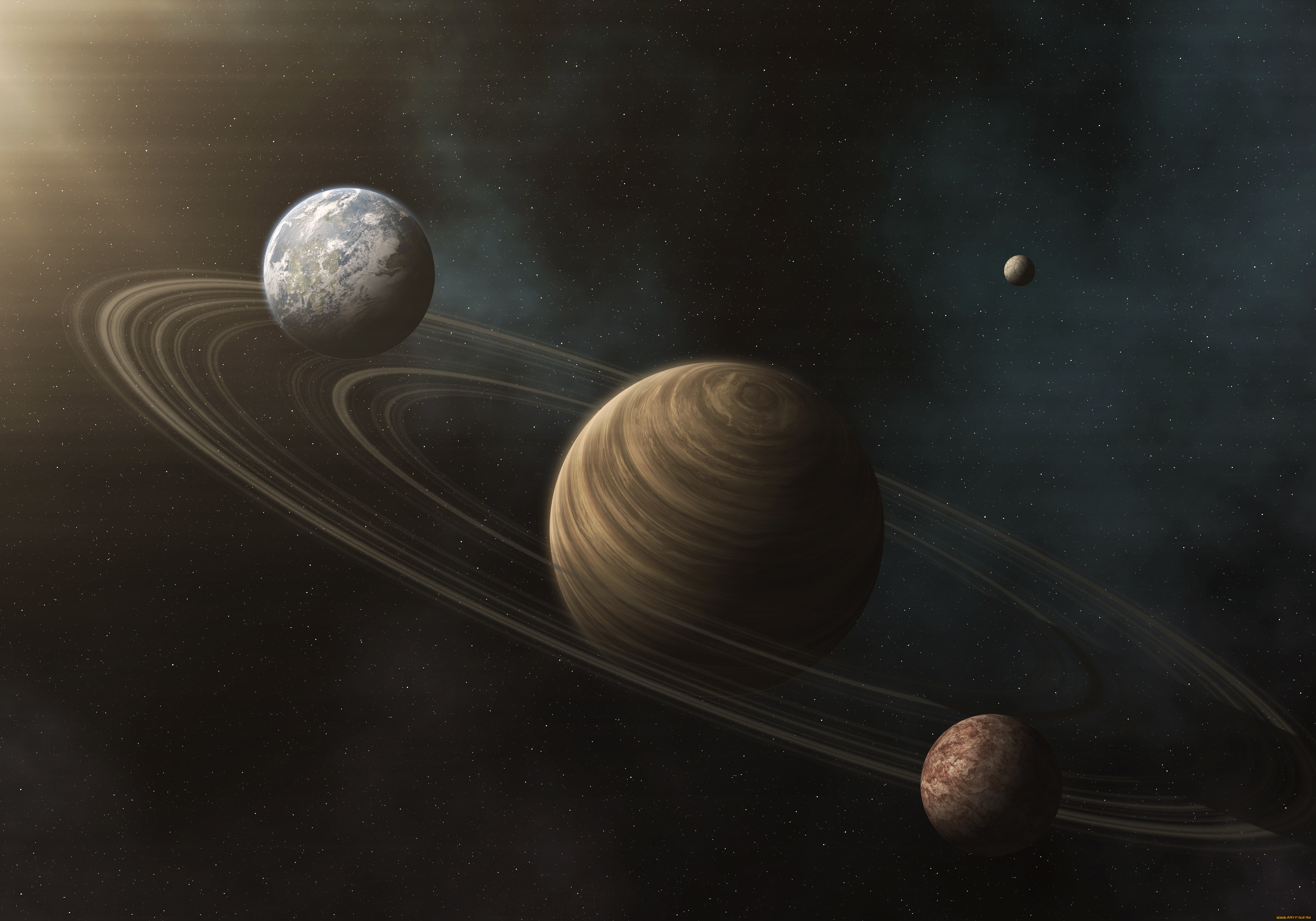 космос, арт, планеты, вселенная, галактика