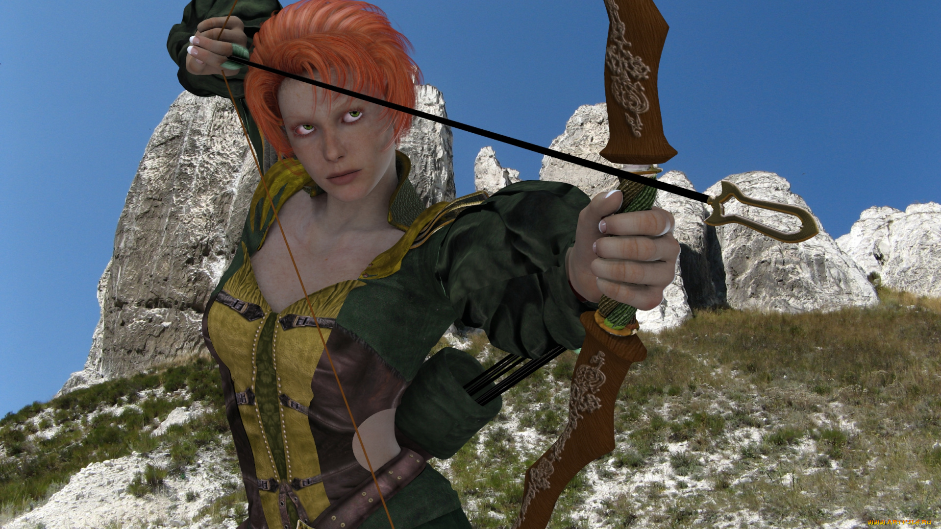 3д, графика, амазонки, , amazon, фон, взгляд, девушка