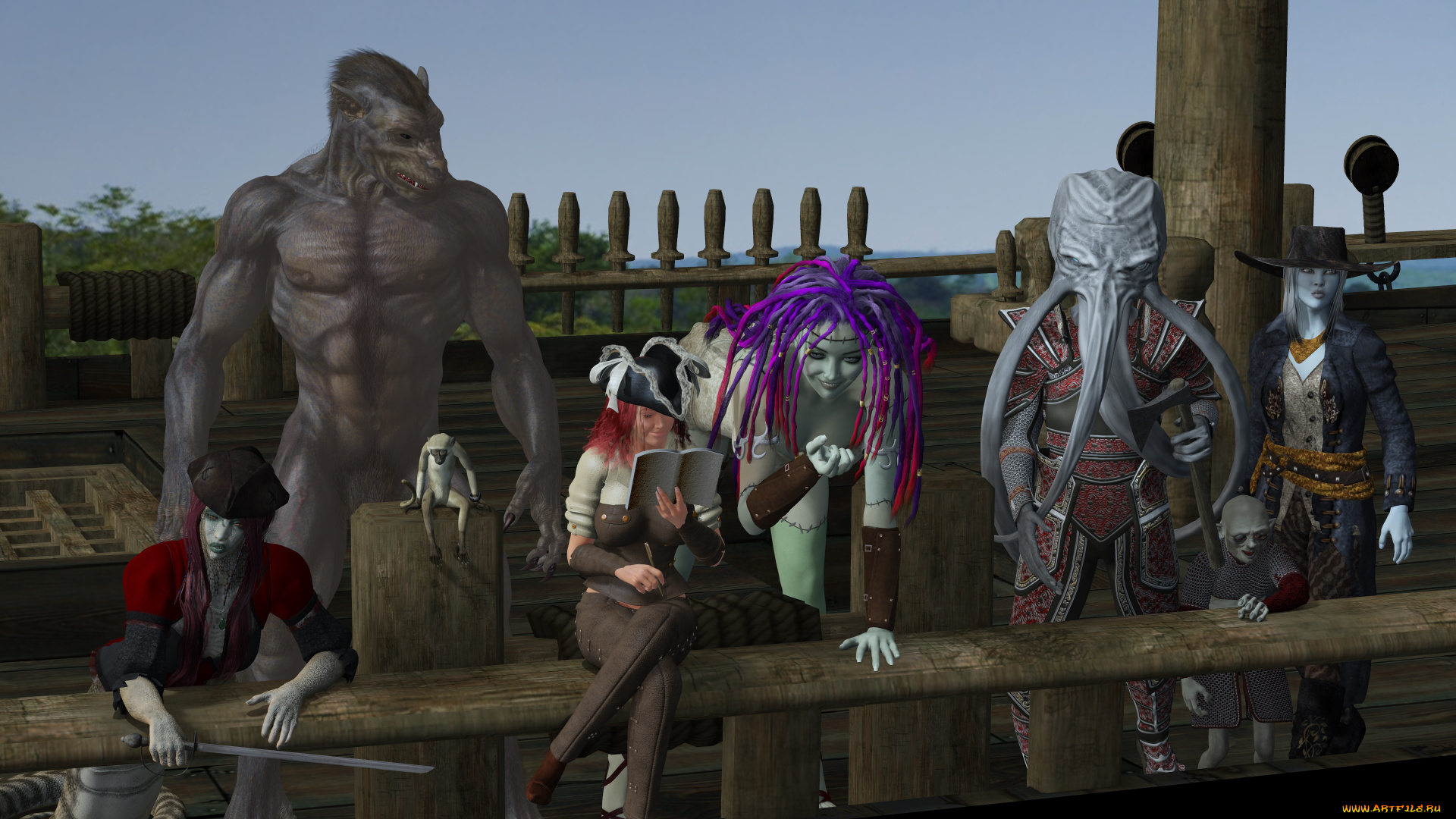 3д, графика, фантазия, , fantasy, фон, взгляд, девушки