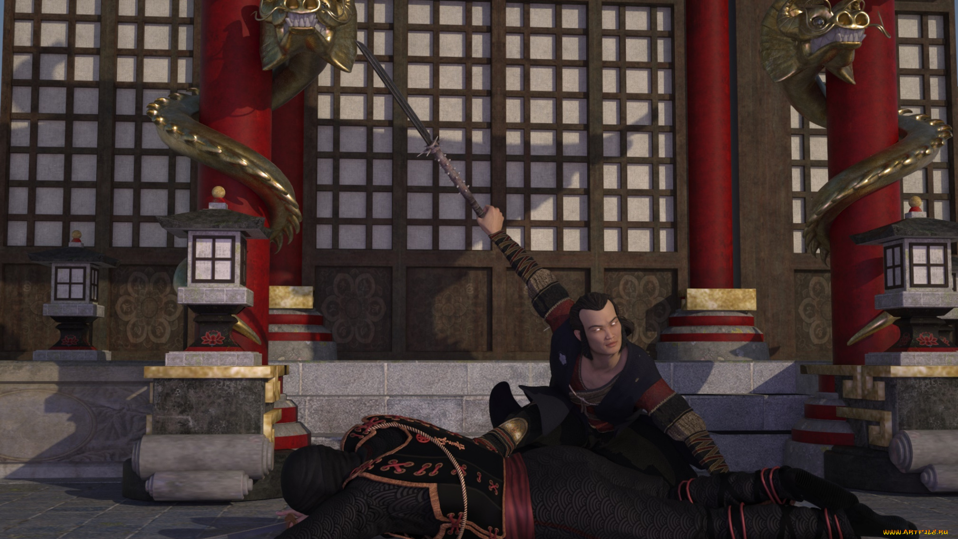 3д, графика, фантазия, , fantasy, самураи