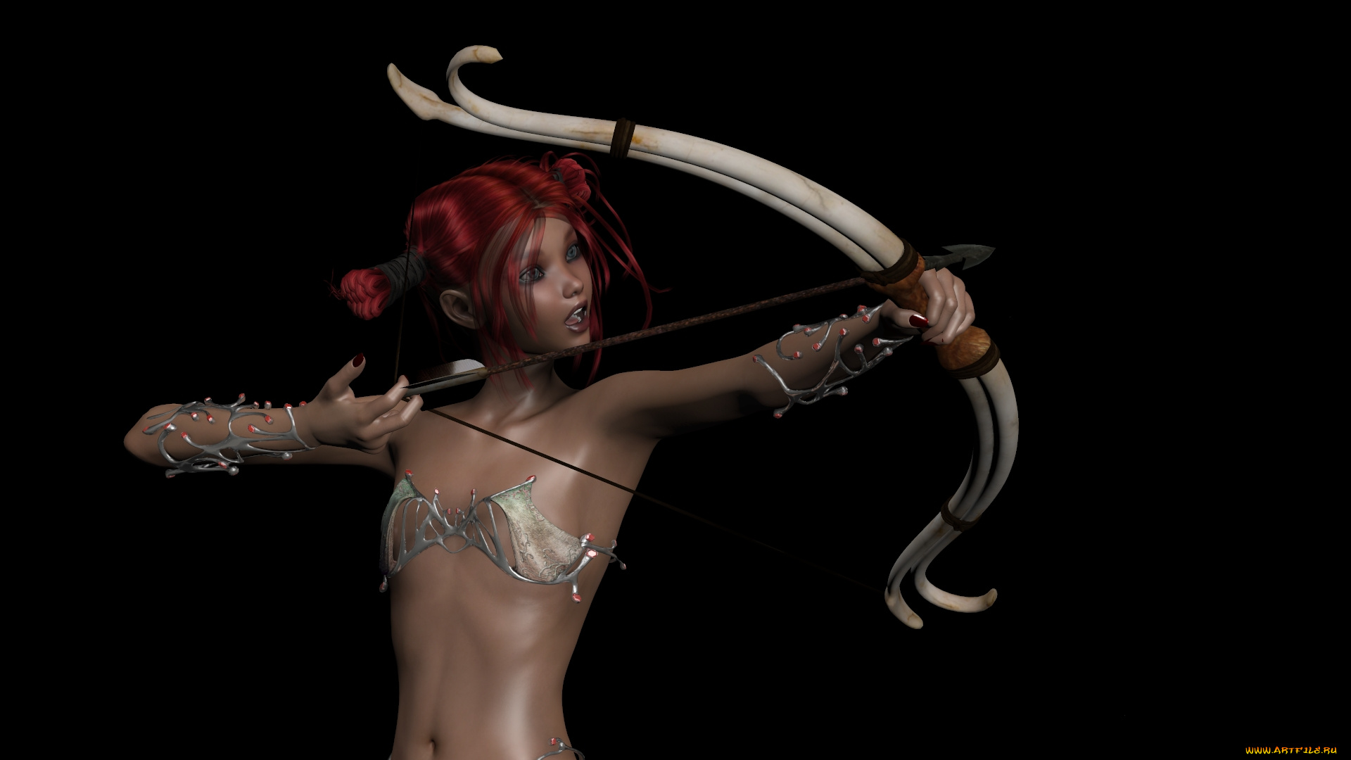 3д, графика, люди, , people, девушка, взгляд, фон, лук