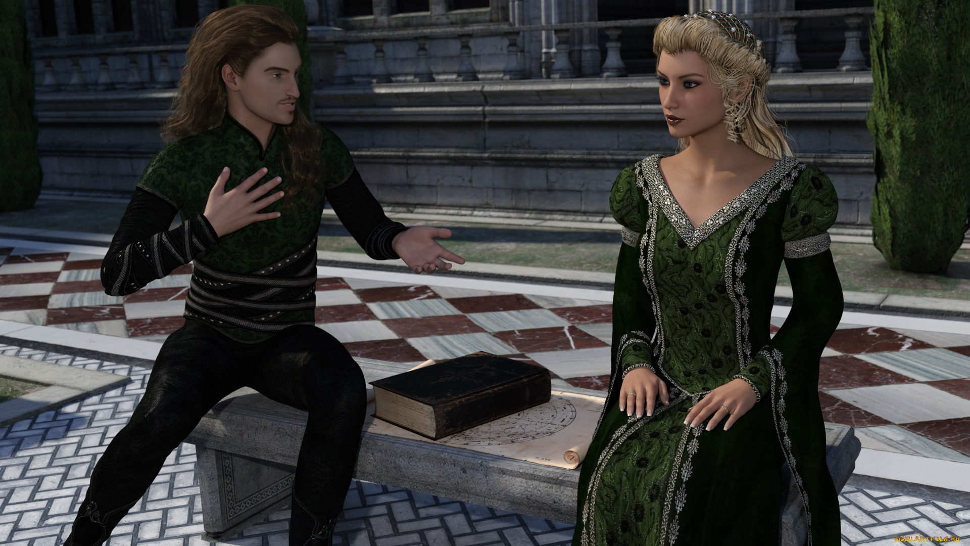 3д, графика, люди, , people, девушка, взгляд, фон