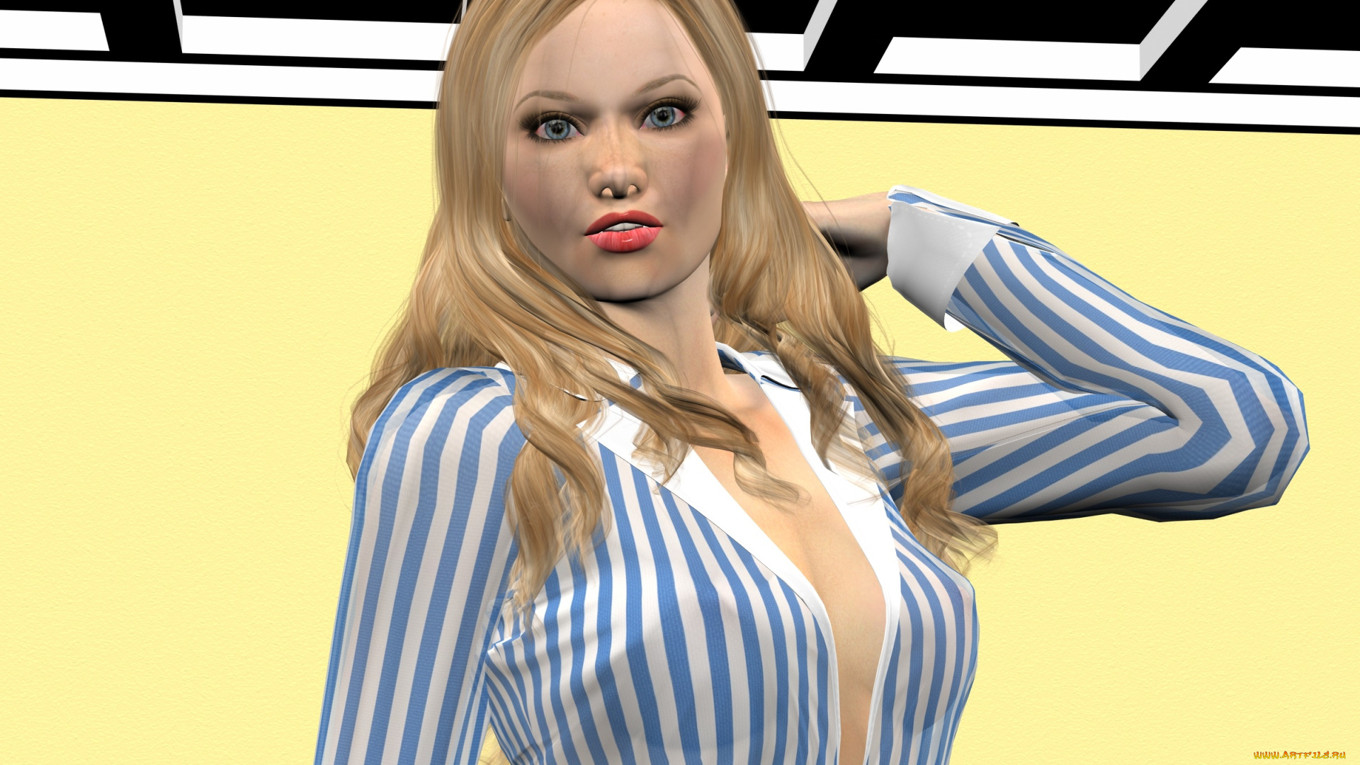 3д, графика, люди, , people, девушка, взгляд, фон