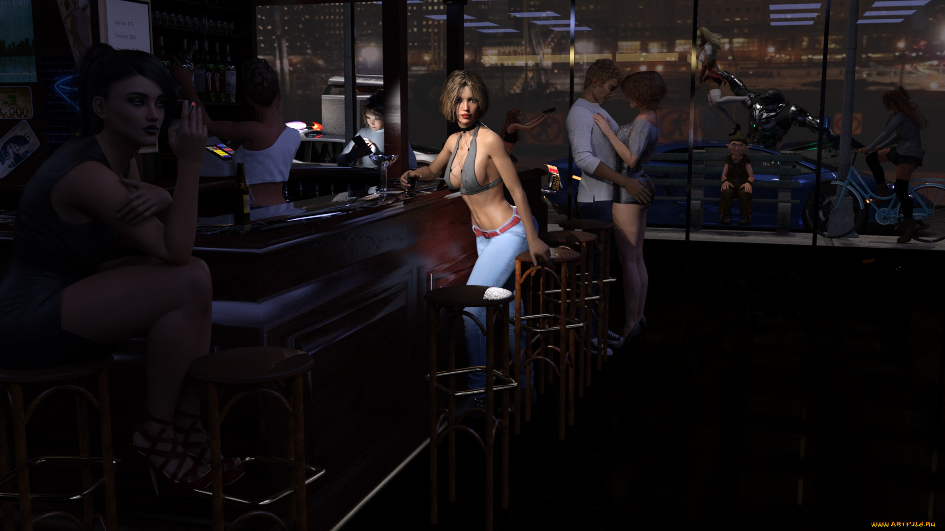 3д, графика, люди, , people, девушки, взгляд, фон