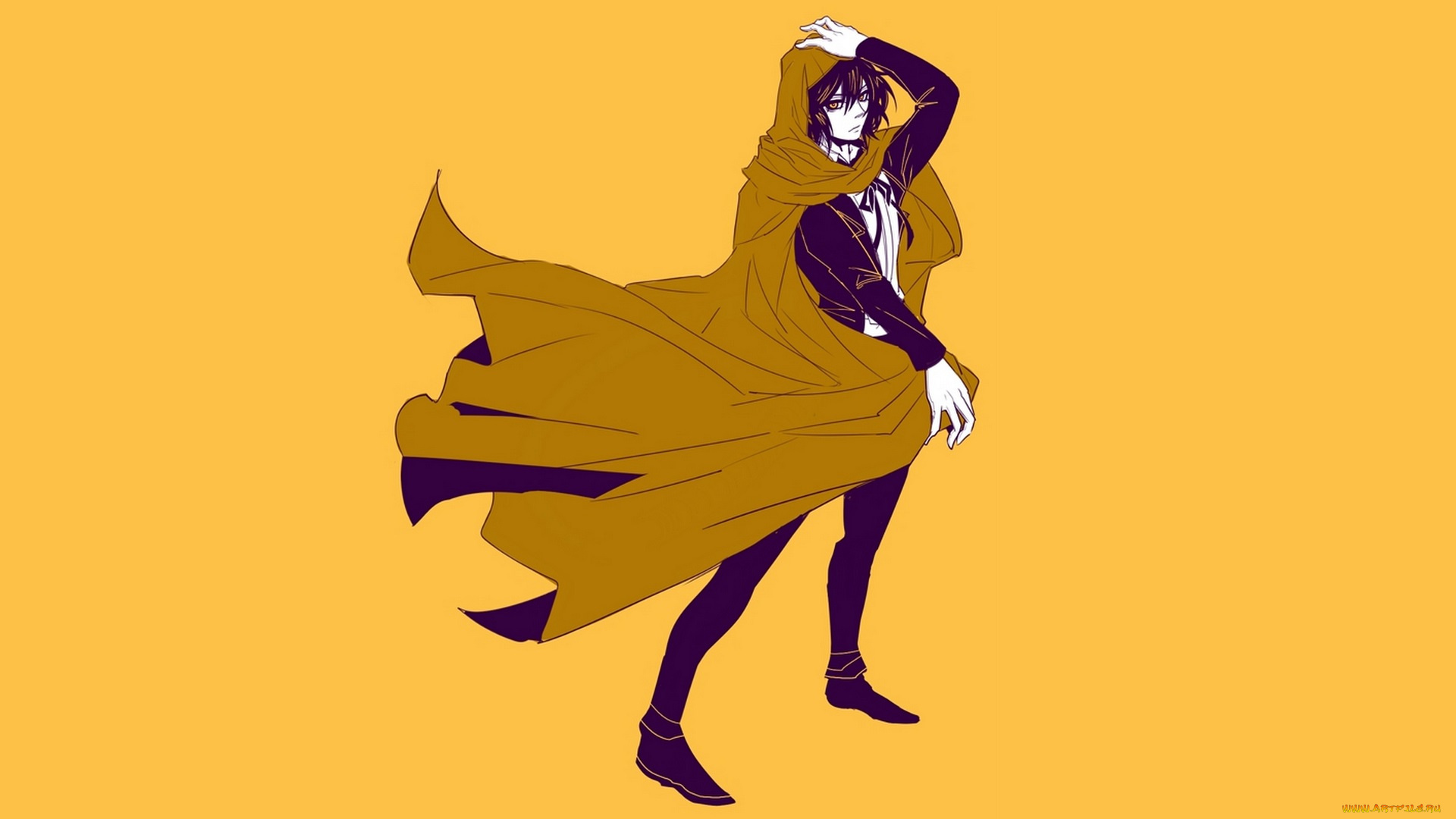 аниме, drifters, парень, плащ, фон