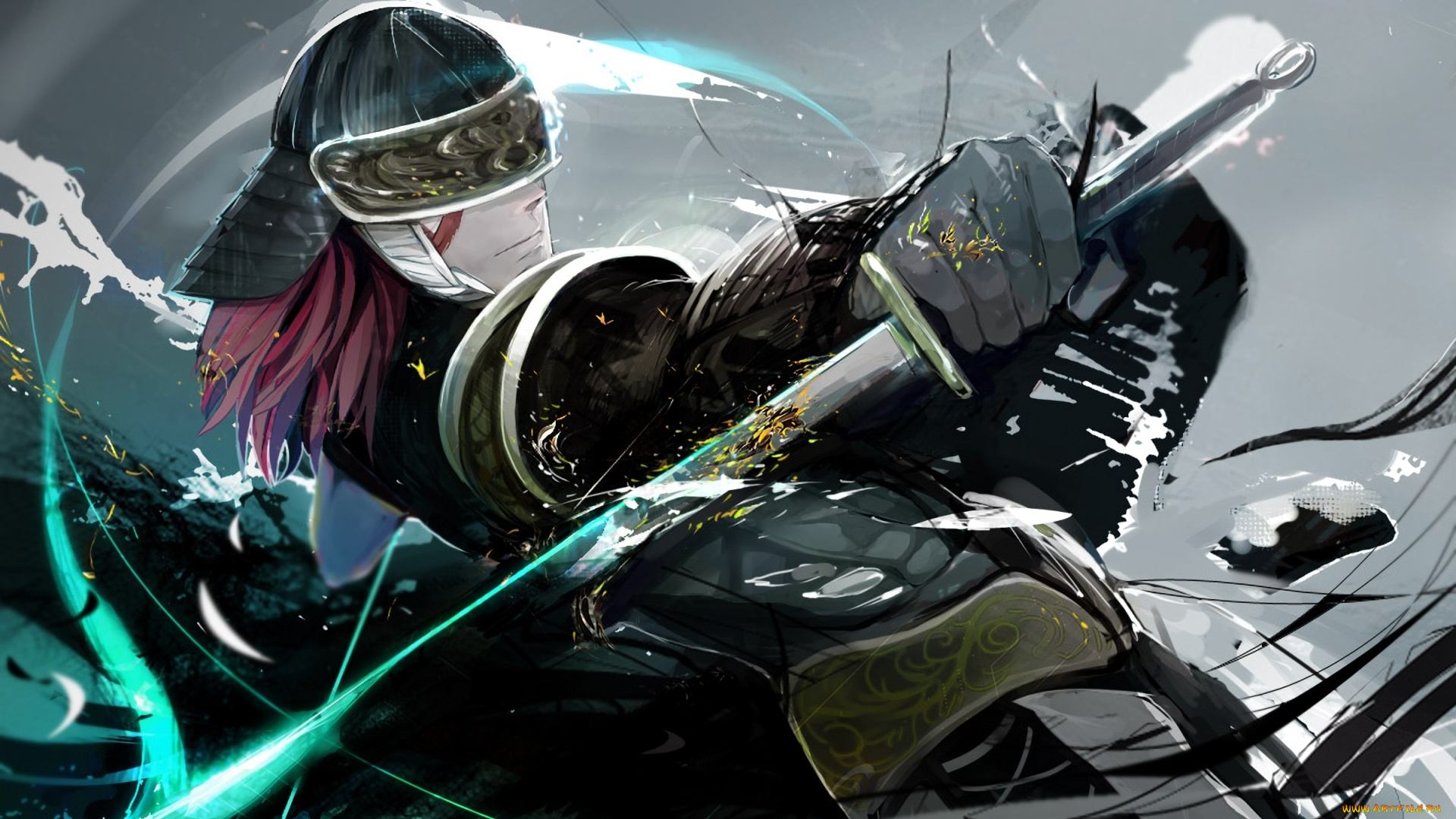 аниме, оружие, , техника, , технологии, рендеринг, самурай, мужчина, nezag, доспехи, арт, меч