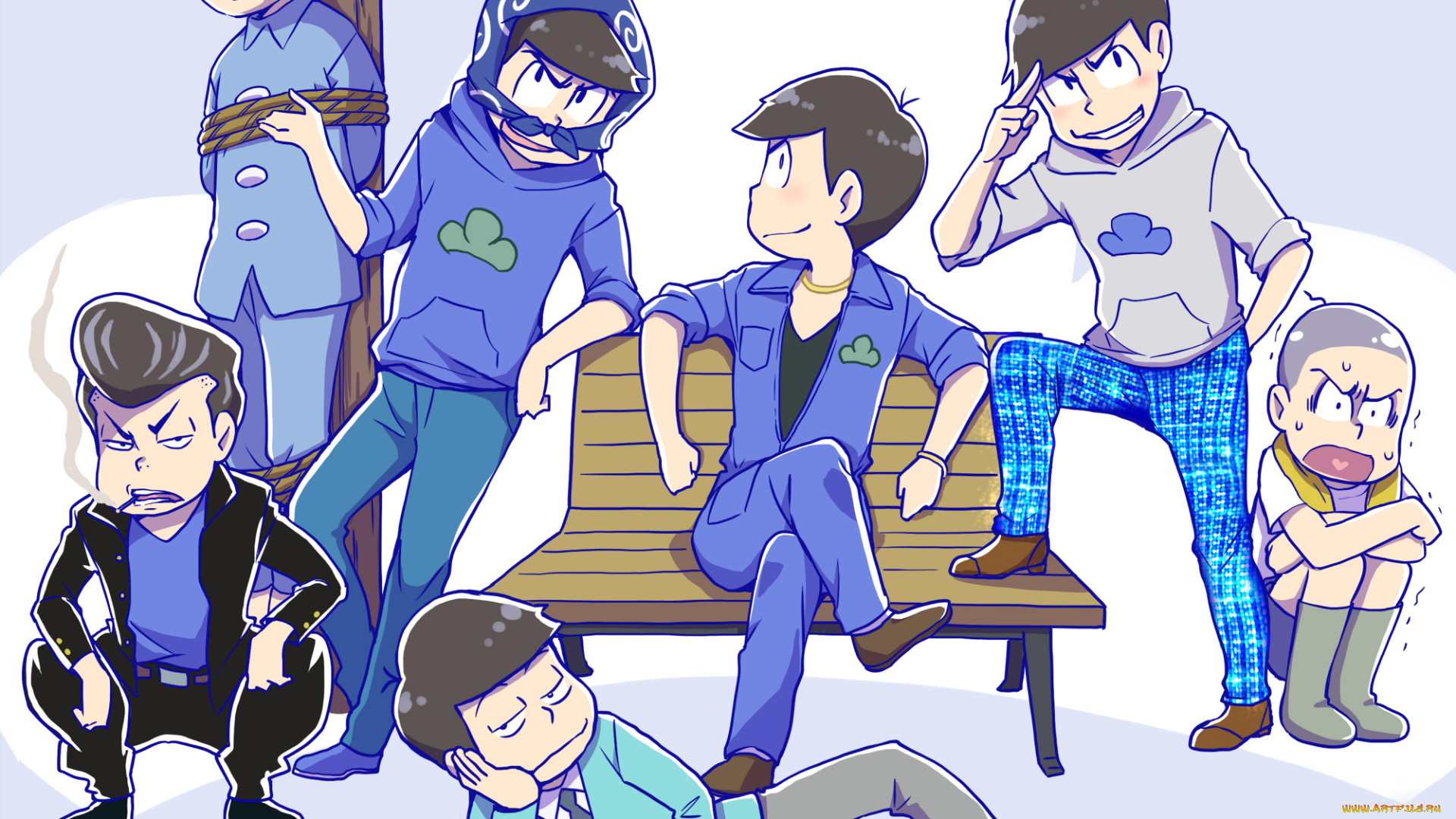 аниме, osomatsu-san, парни