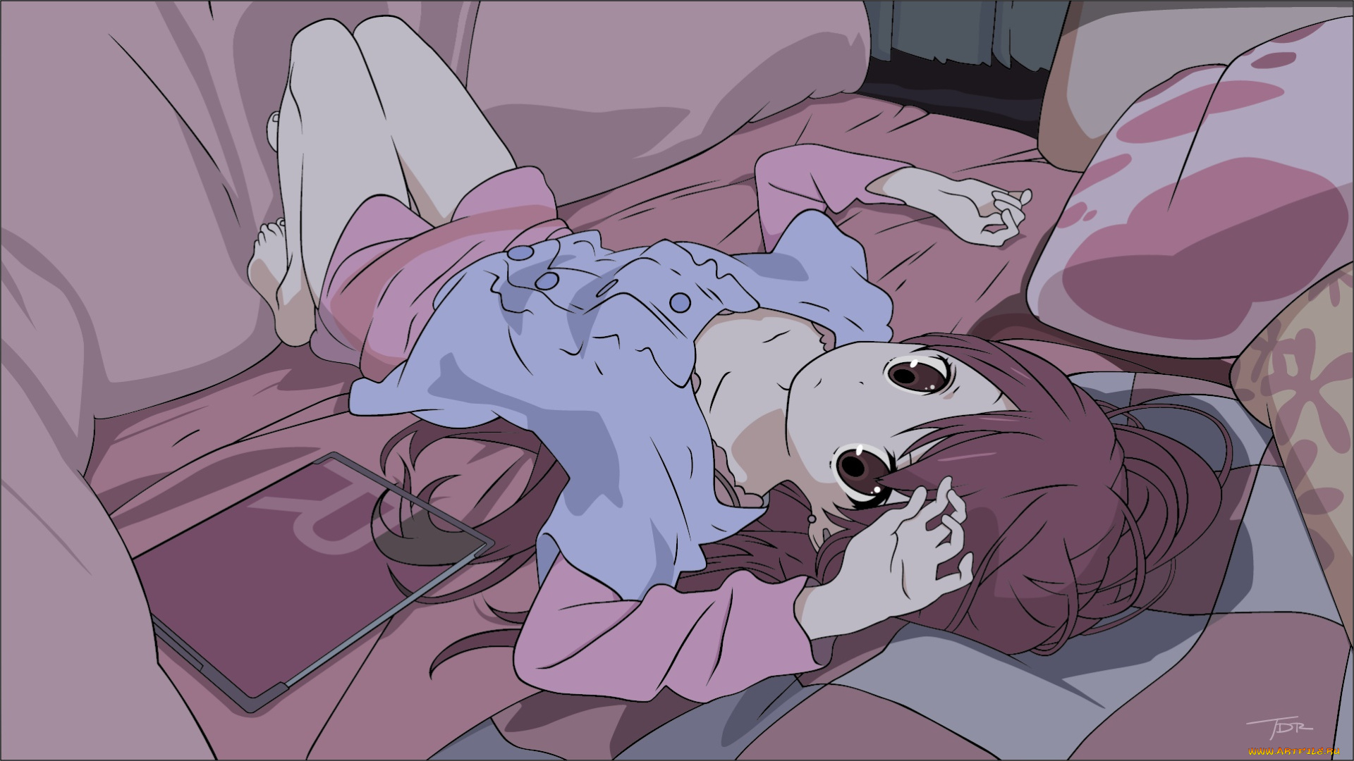 аниме, shelter, фон, взгляд, девушка