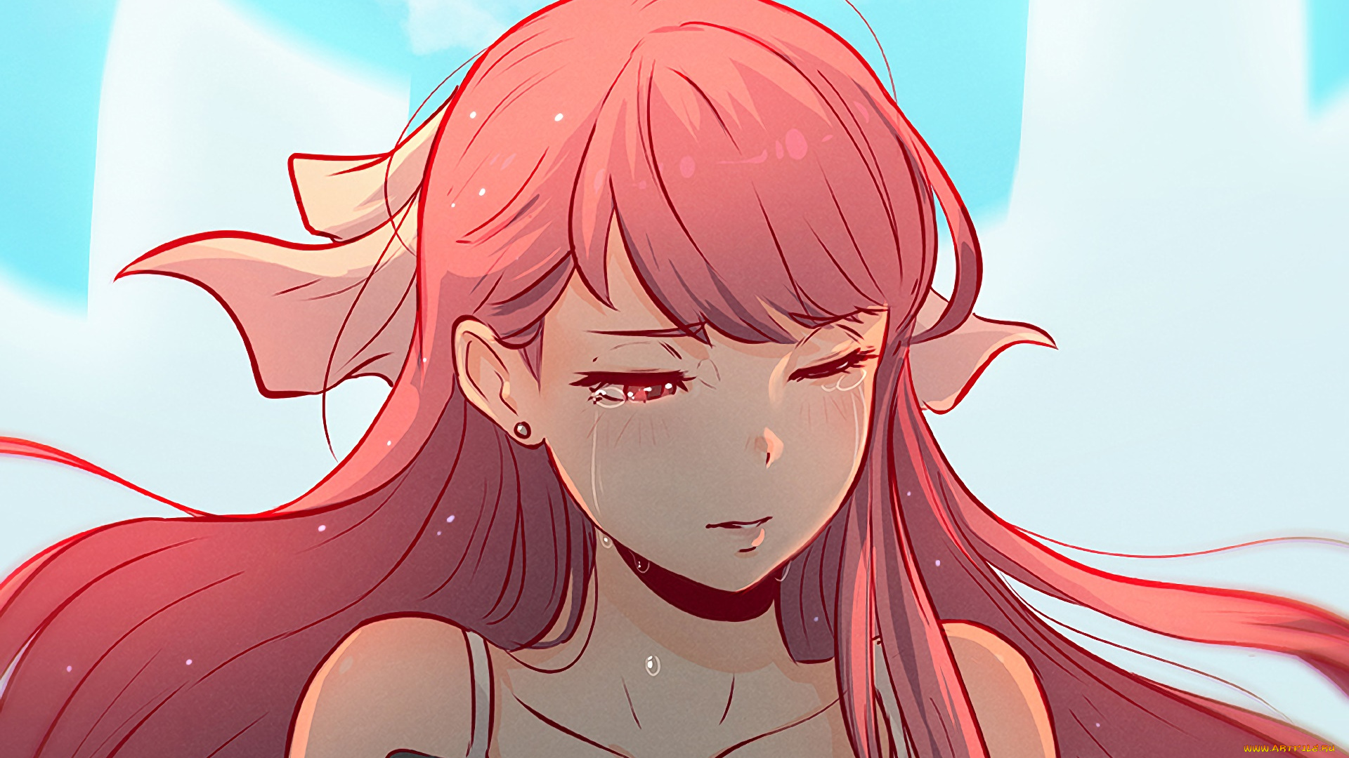 аниме, shelter, фон, взгляд, девушка