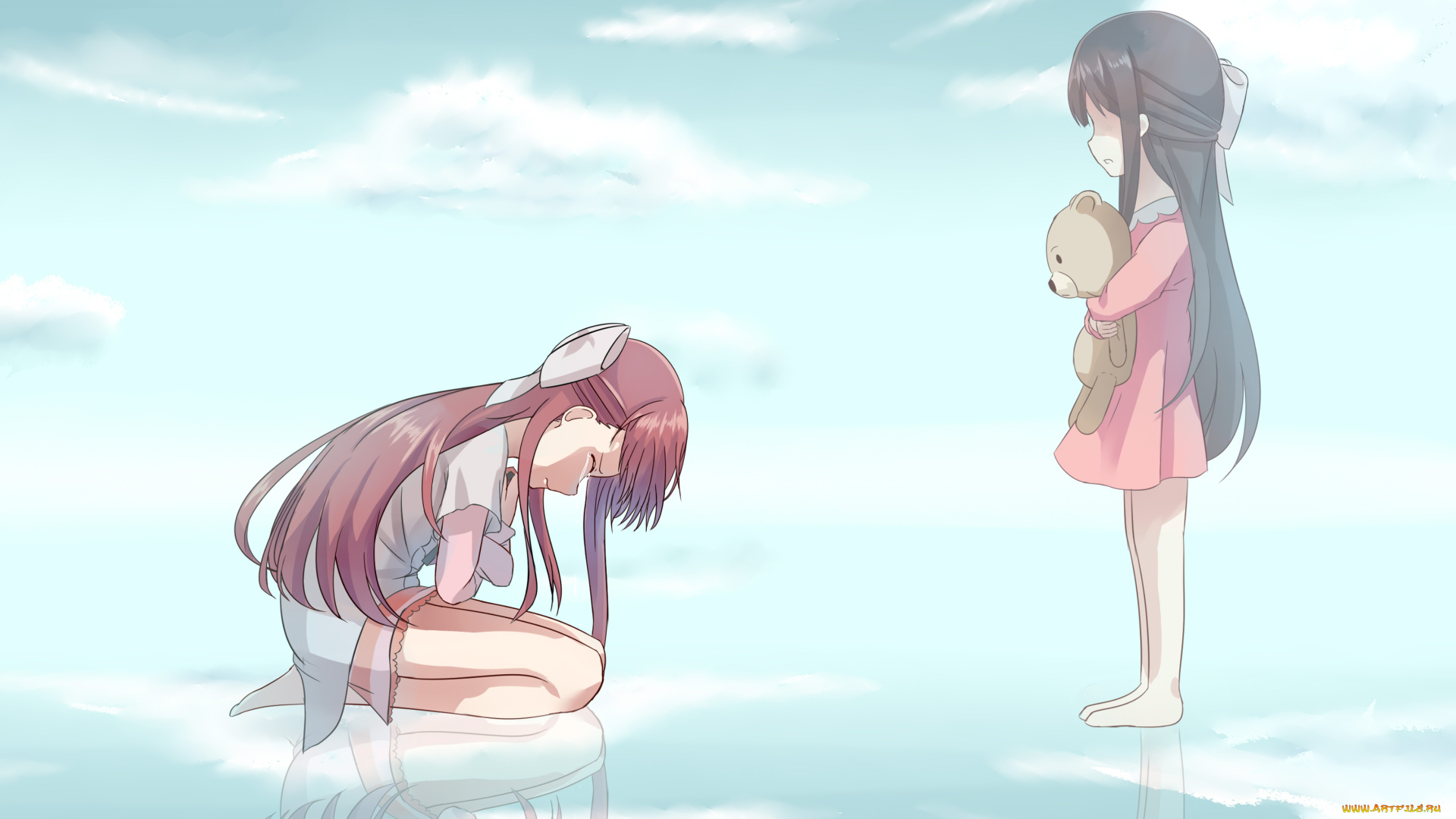 аниме, shelter, фон, взгляд, девушки