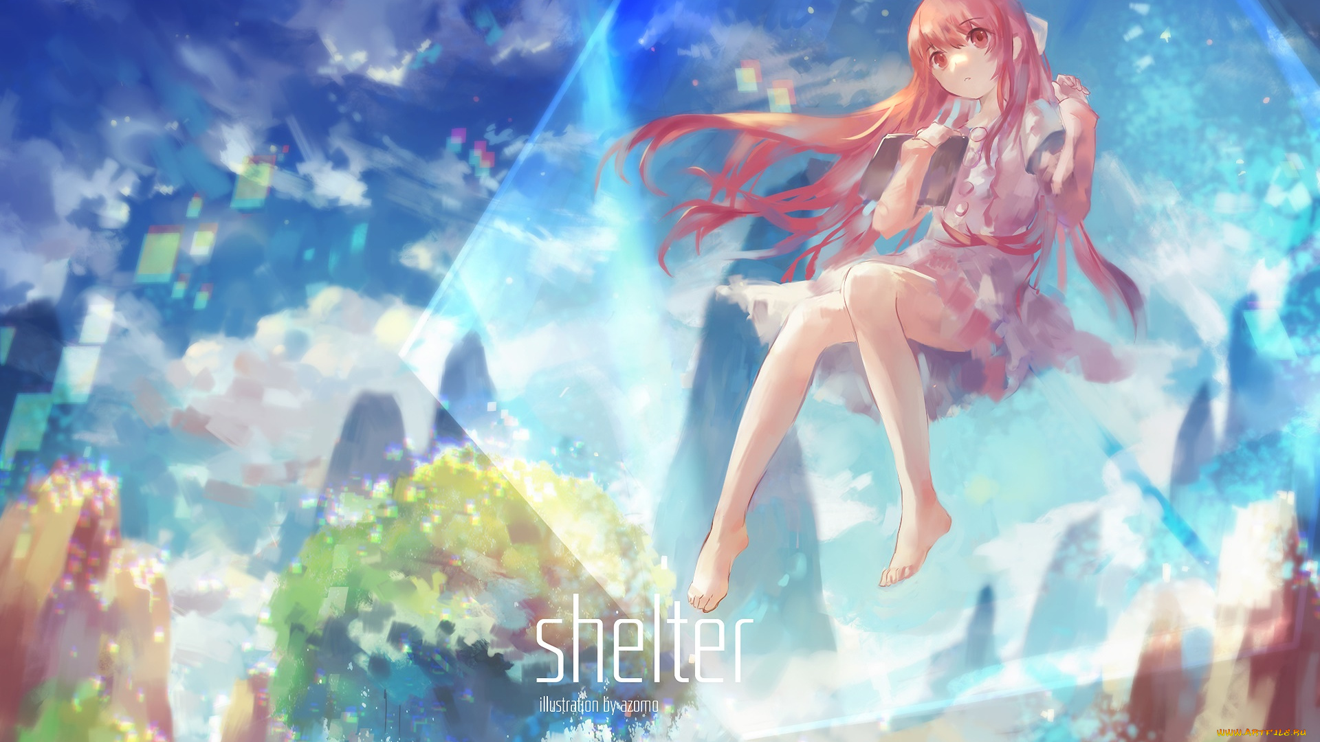 аниме, shelter, взгляд, девушка, фон