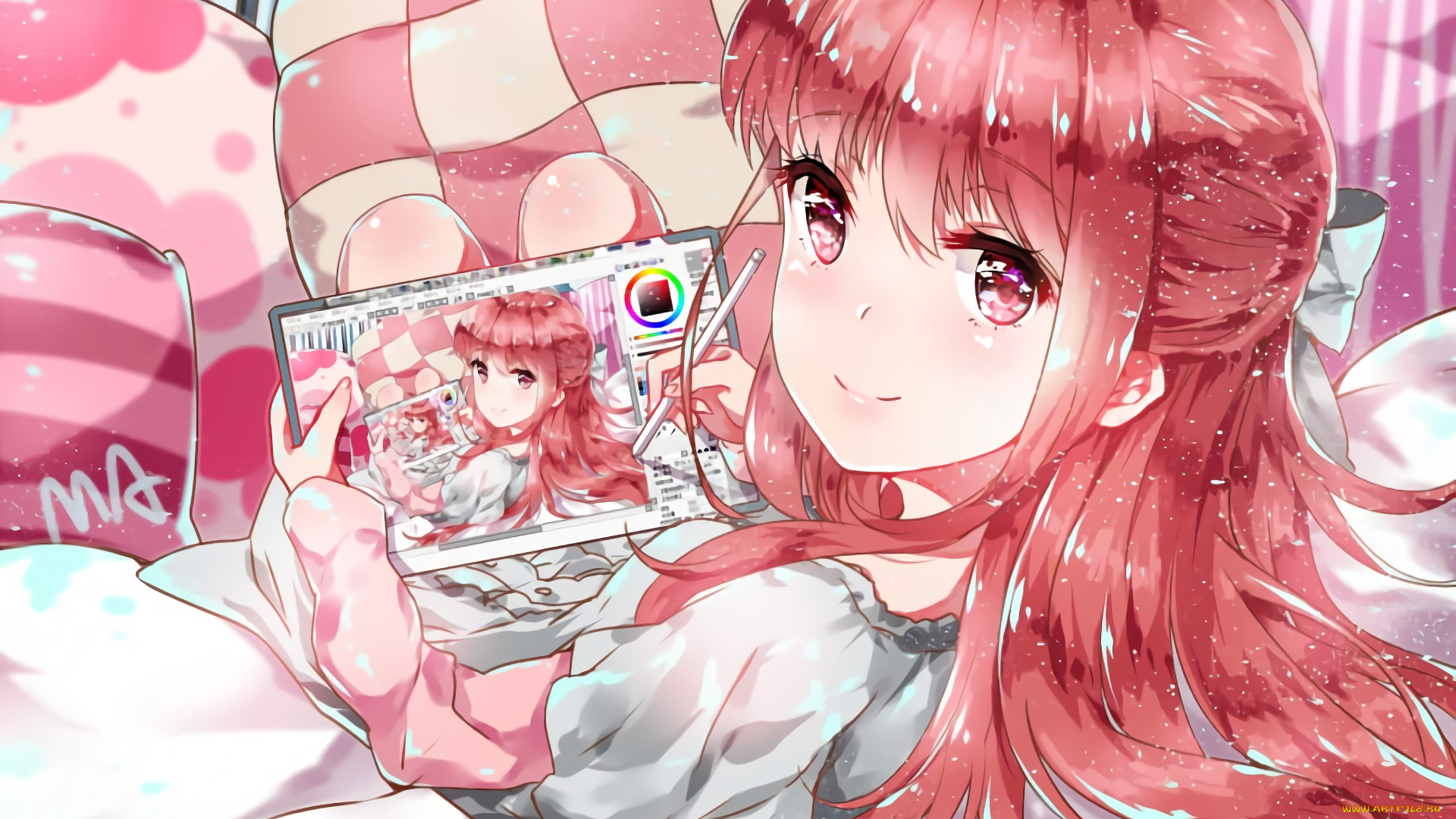 аниме, shelter, взгляд, фон, девушка