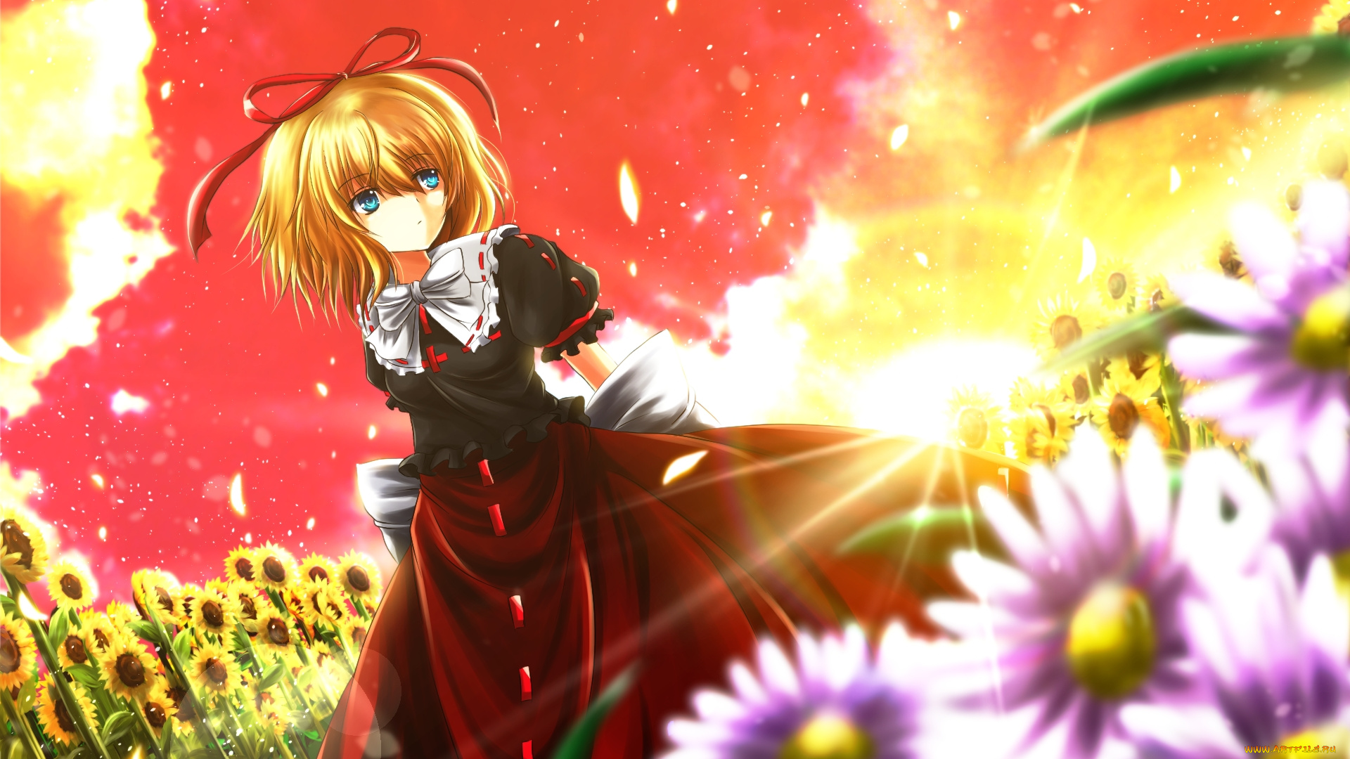 аниме, touhou, фон, взгляд, девушка