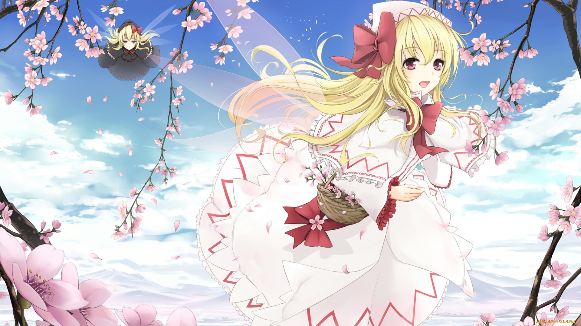 аниме, touhou, фон, взгляд, девушка