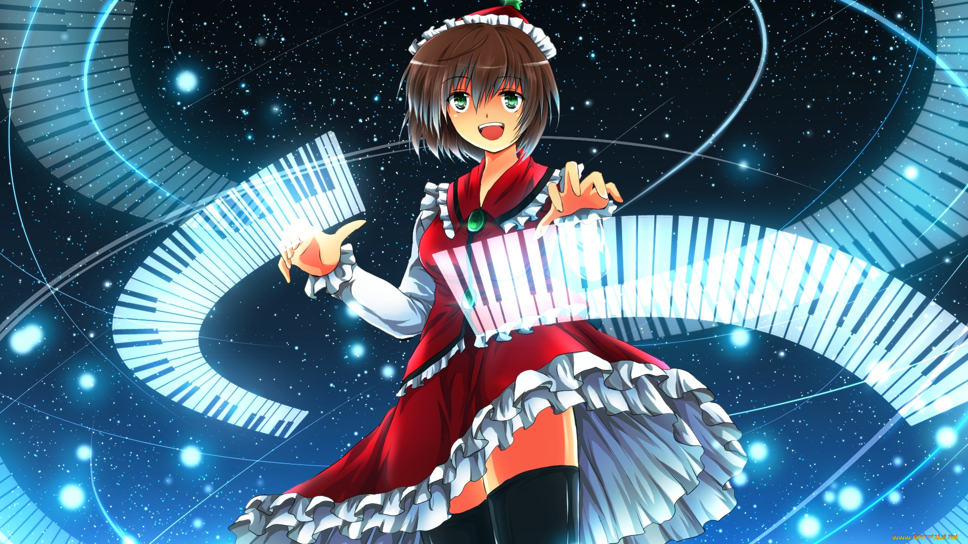 аниме, touhou, фон, взгляд, девушка