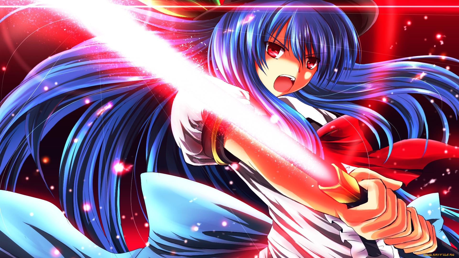 аниме, touhou, взгляд, девушка, фон