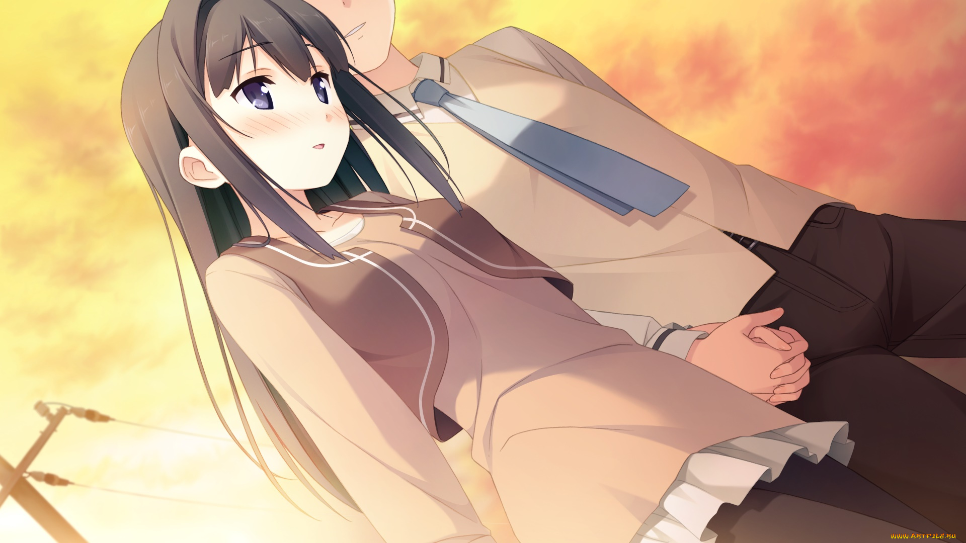 аниме, your, diary, фон, взгляд, девушка