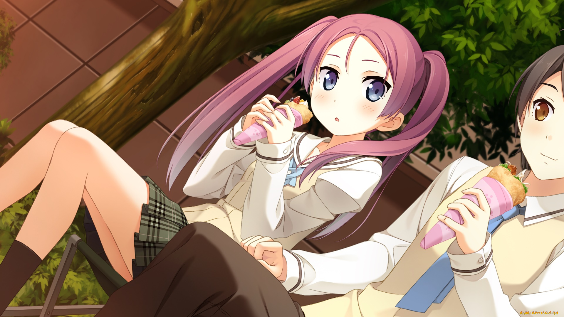 аниме, your, diary, взгляд, девушки, фон