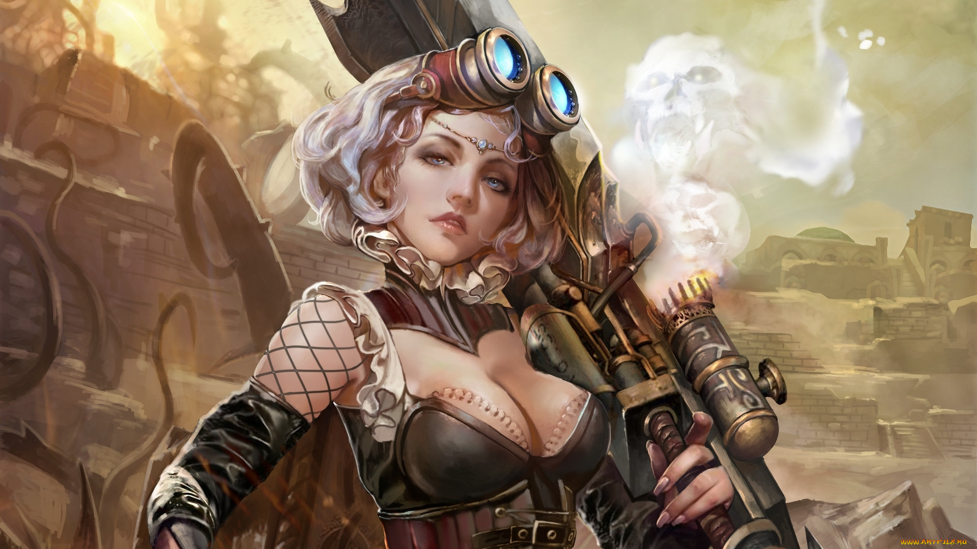 фэнтези, девушки, механика, фентези, девушка, арт