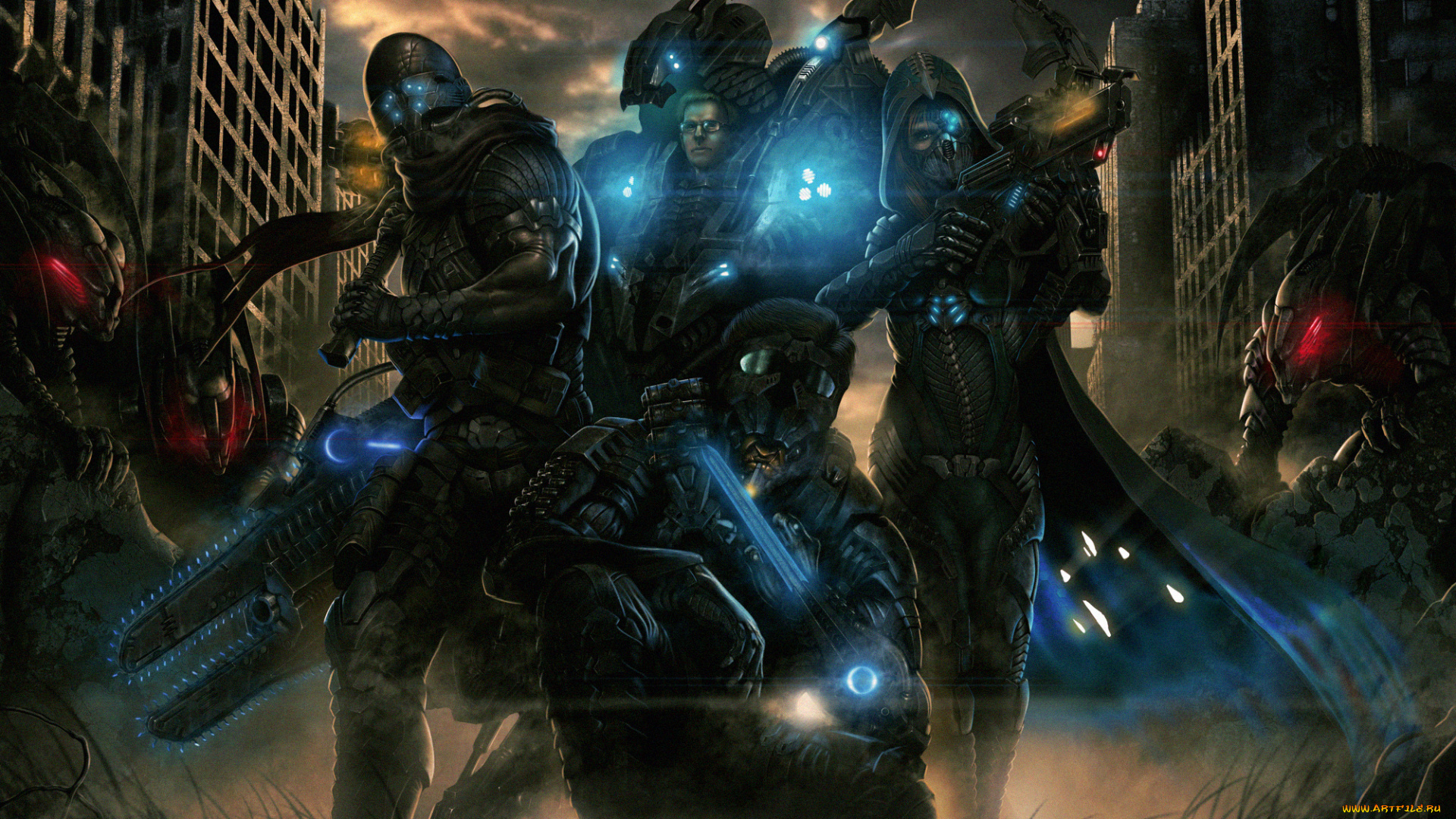 фэнтези, роботы, , киборги, , механизмы, рока, меч, девушка, поза