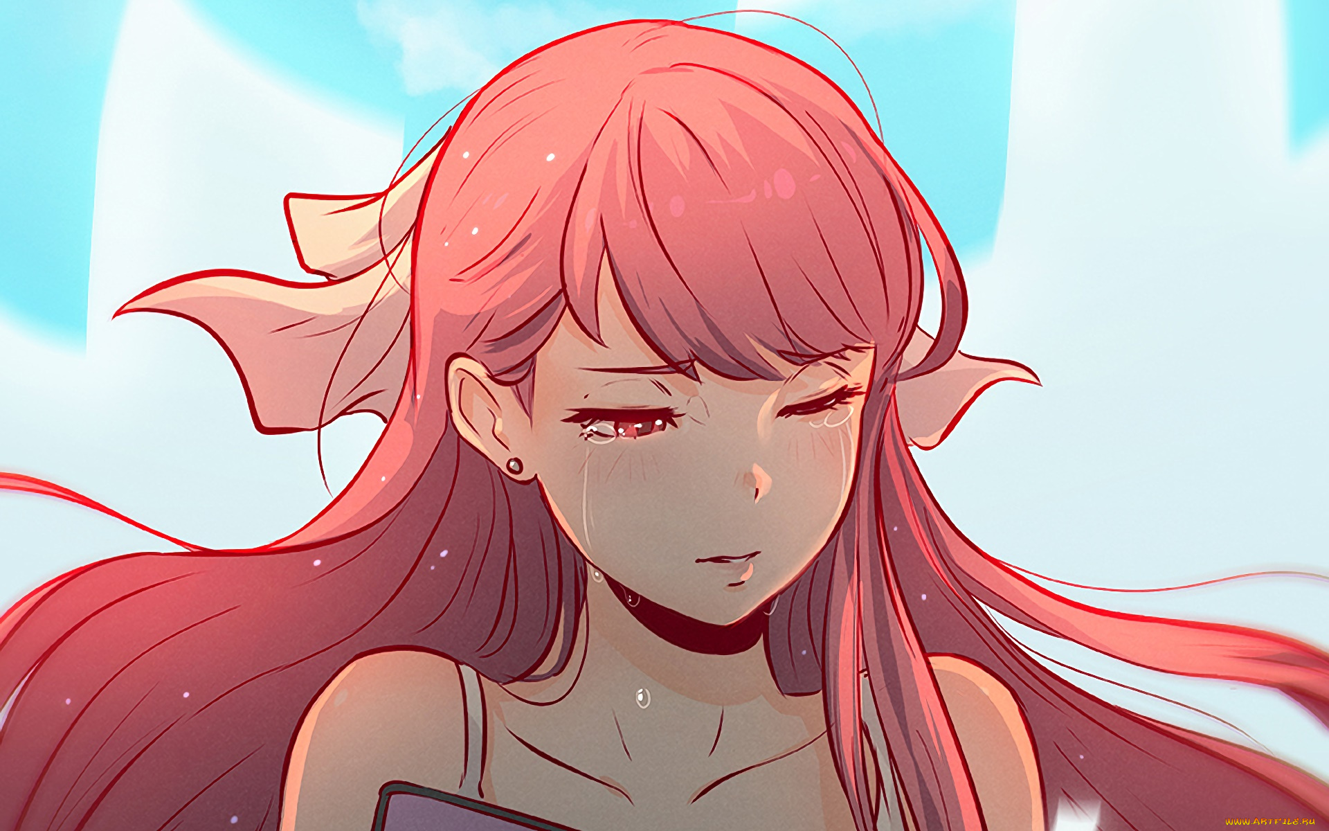 аниме, shelter, фон, взгляд, девушка