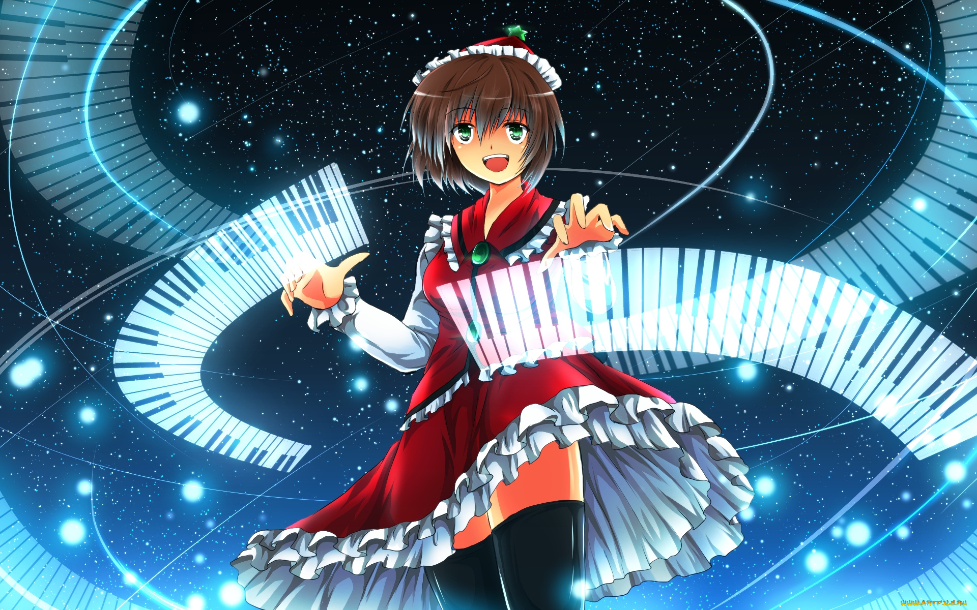 аниме, touhou, фон, взгляд, девушка