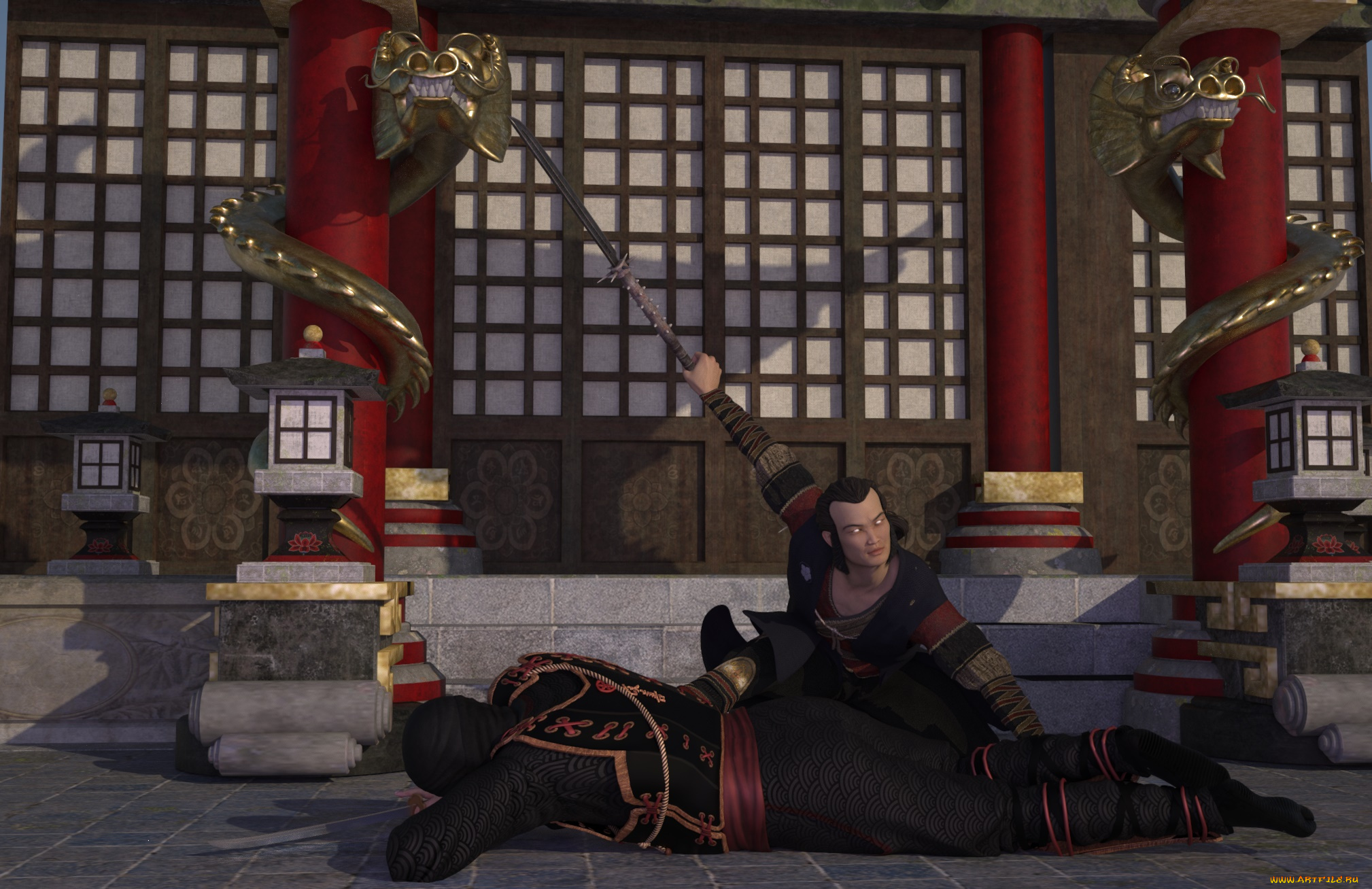 3д, графика, фантазия, , fantasy, самураи