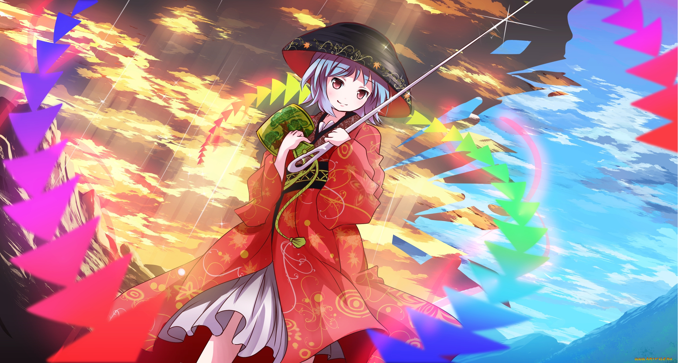 аниме, touhou, фон, взгляд, девушка