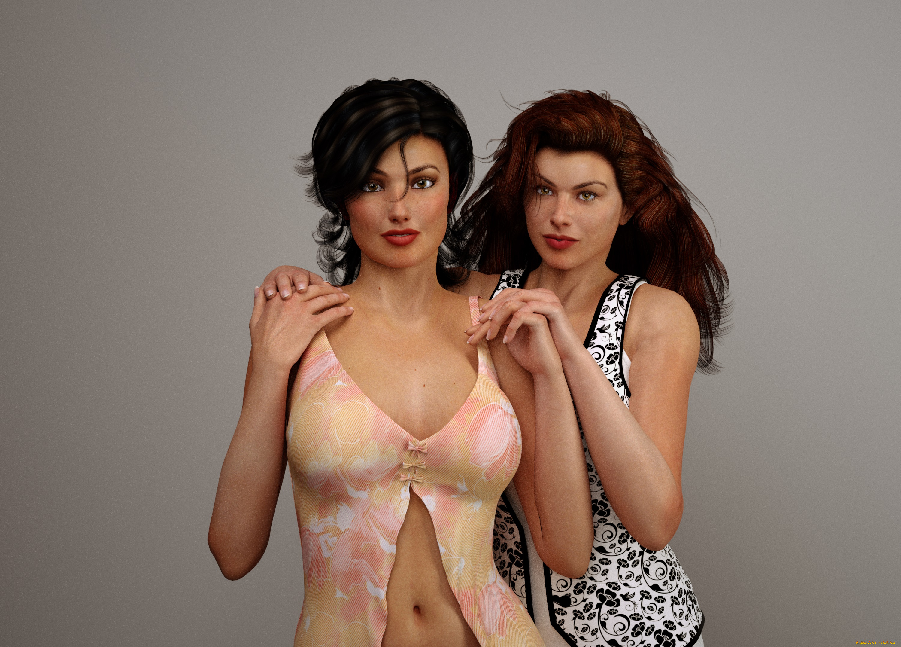 3д, графика, люди, , people, взгляд, фон, девушки