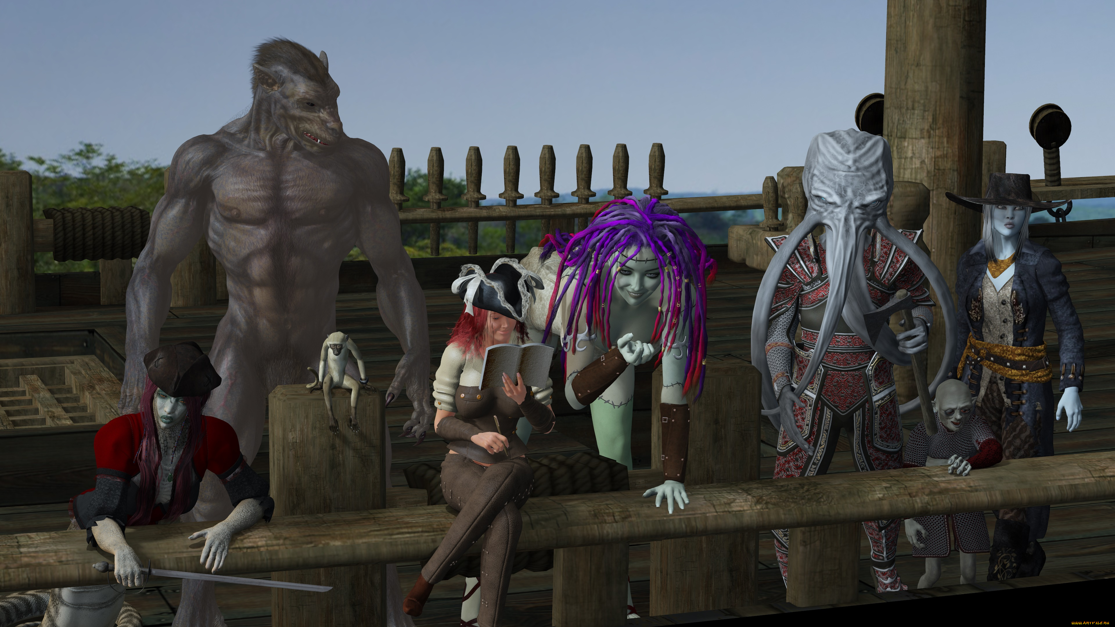 3д, графика, фантазия, , fantasy, фон, взгляд, девушки