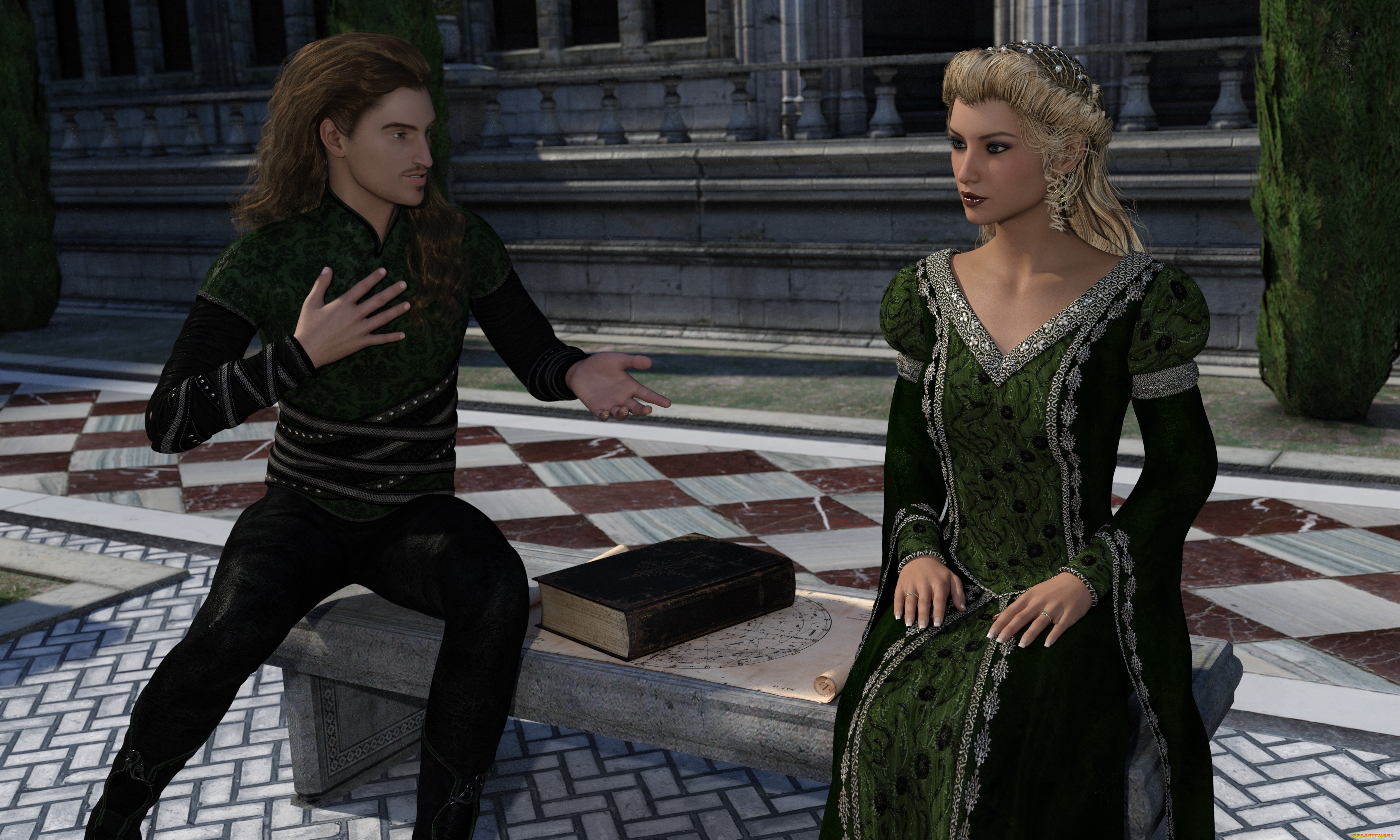 3д, графика, люди, , people, девушка, взгляд, фон