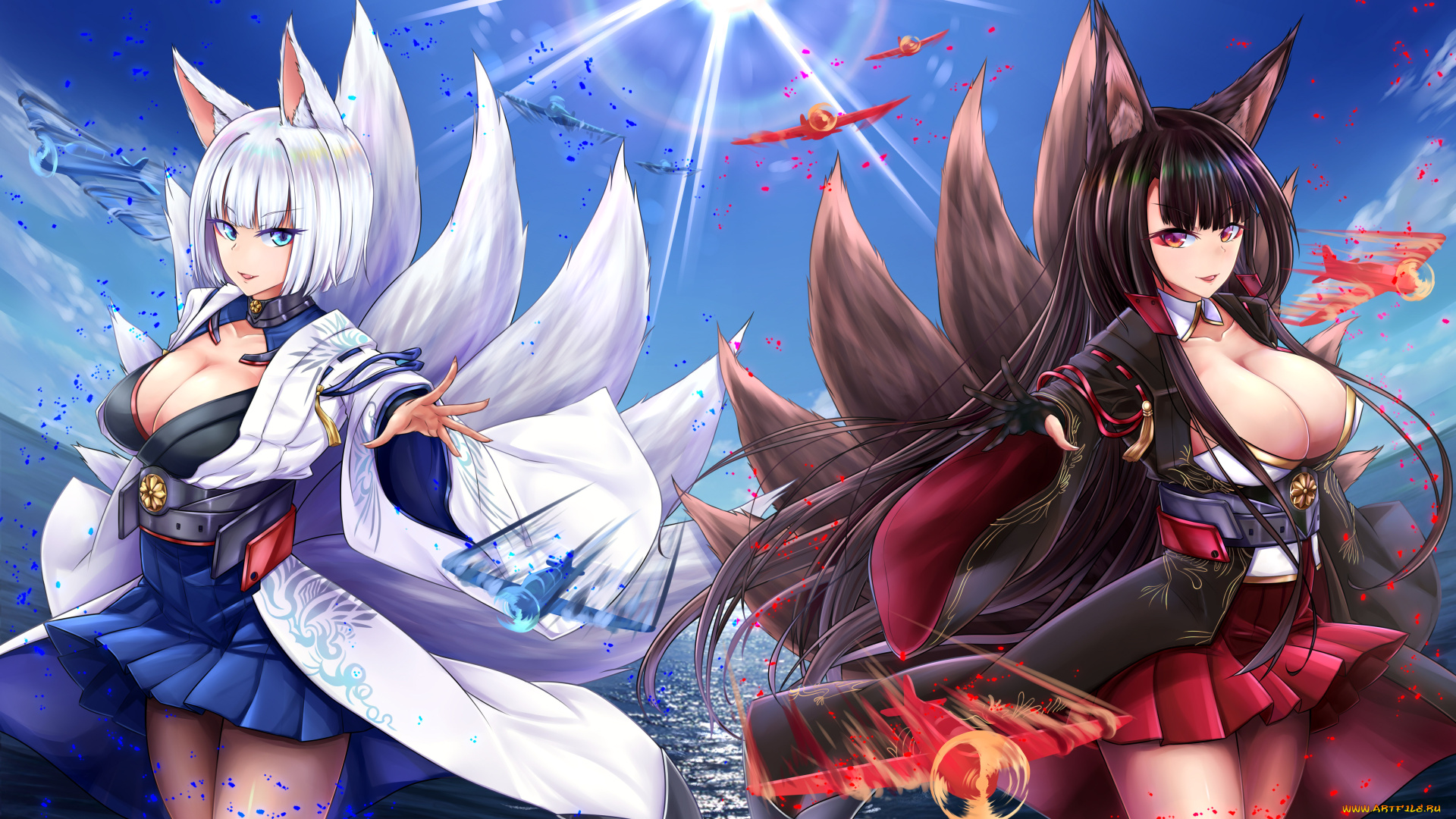 аниме, azur, lane, девушки