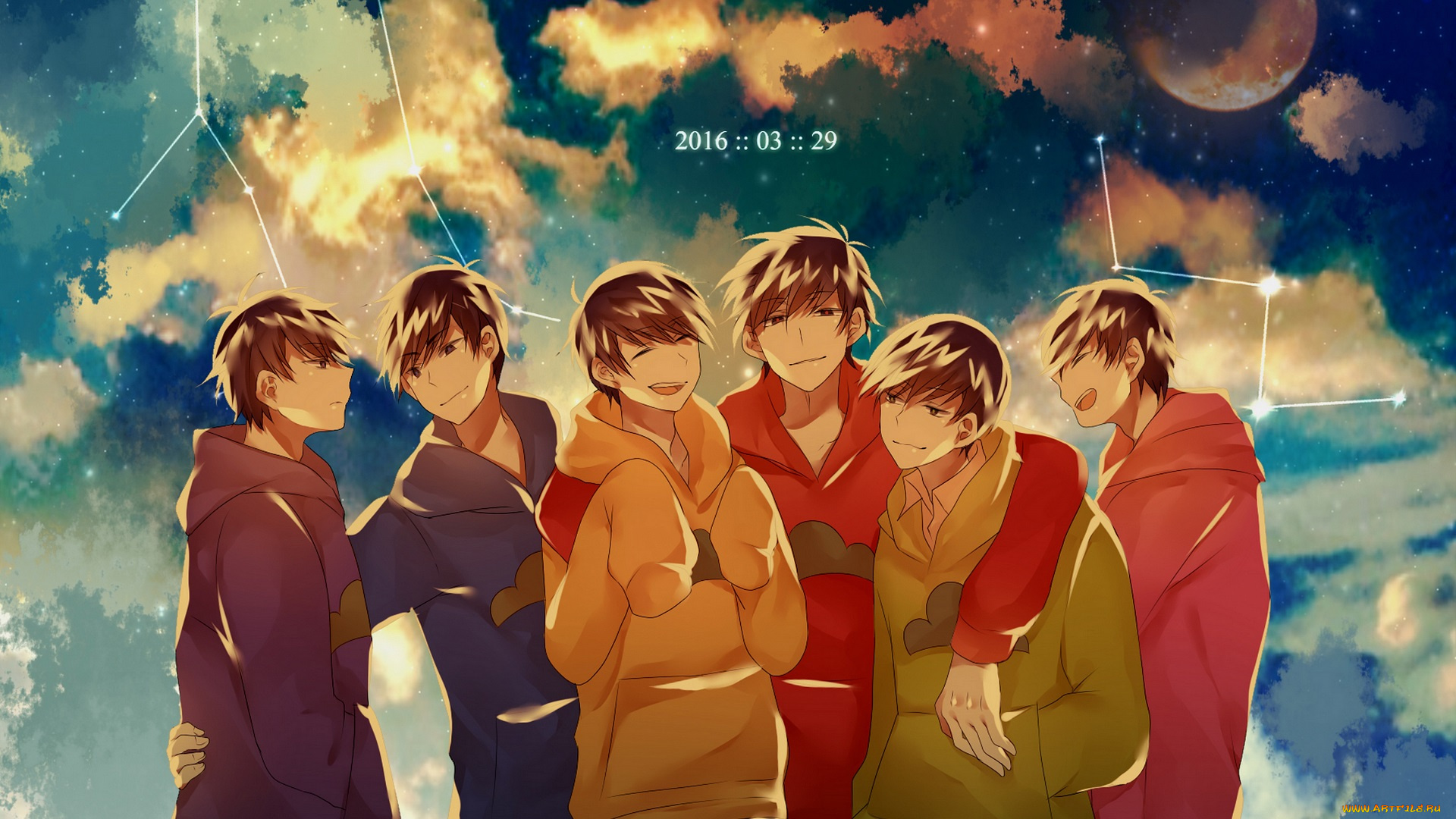 аниме, osomatsu-san, парни