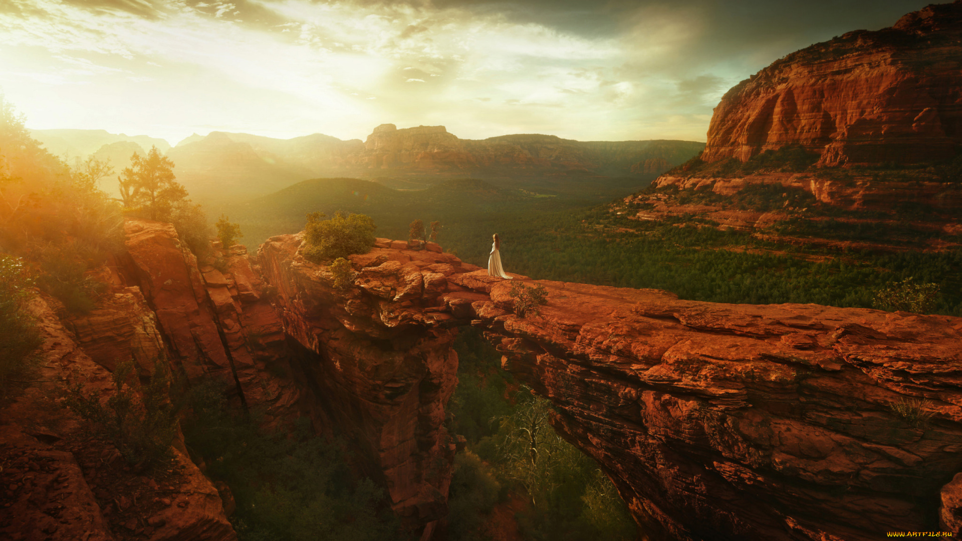 фэнтези, иные, миры, , иные, времена, мир, измерение, солнце, скалы, обрыв, девушка, долина, пространство