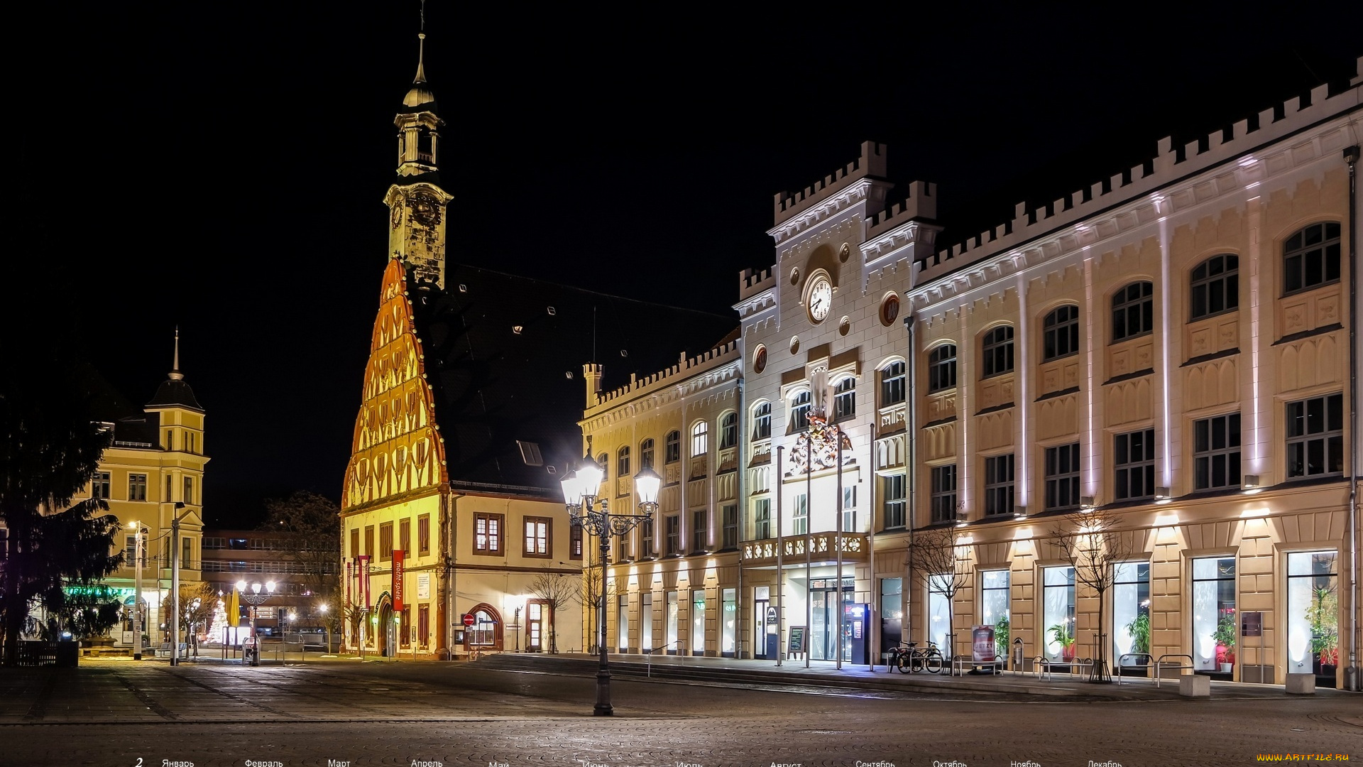 germany, календари, города, ночь, фонарь, здание, 2018, улица, витрина