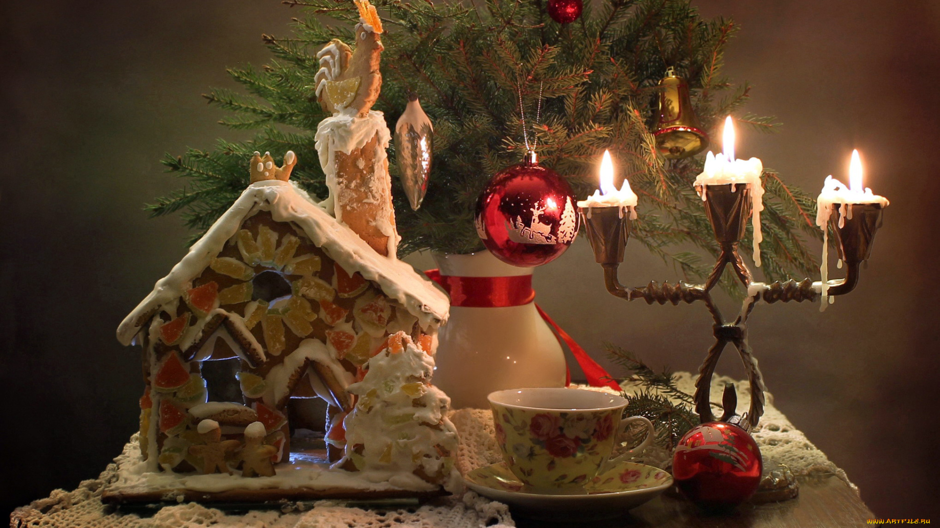 праздничные, -, разное, , новый, год, шарик, свечи, домик, пряничный