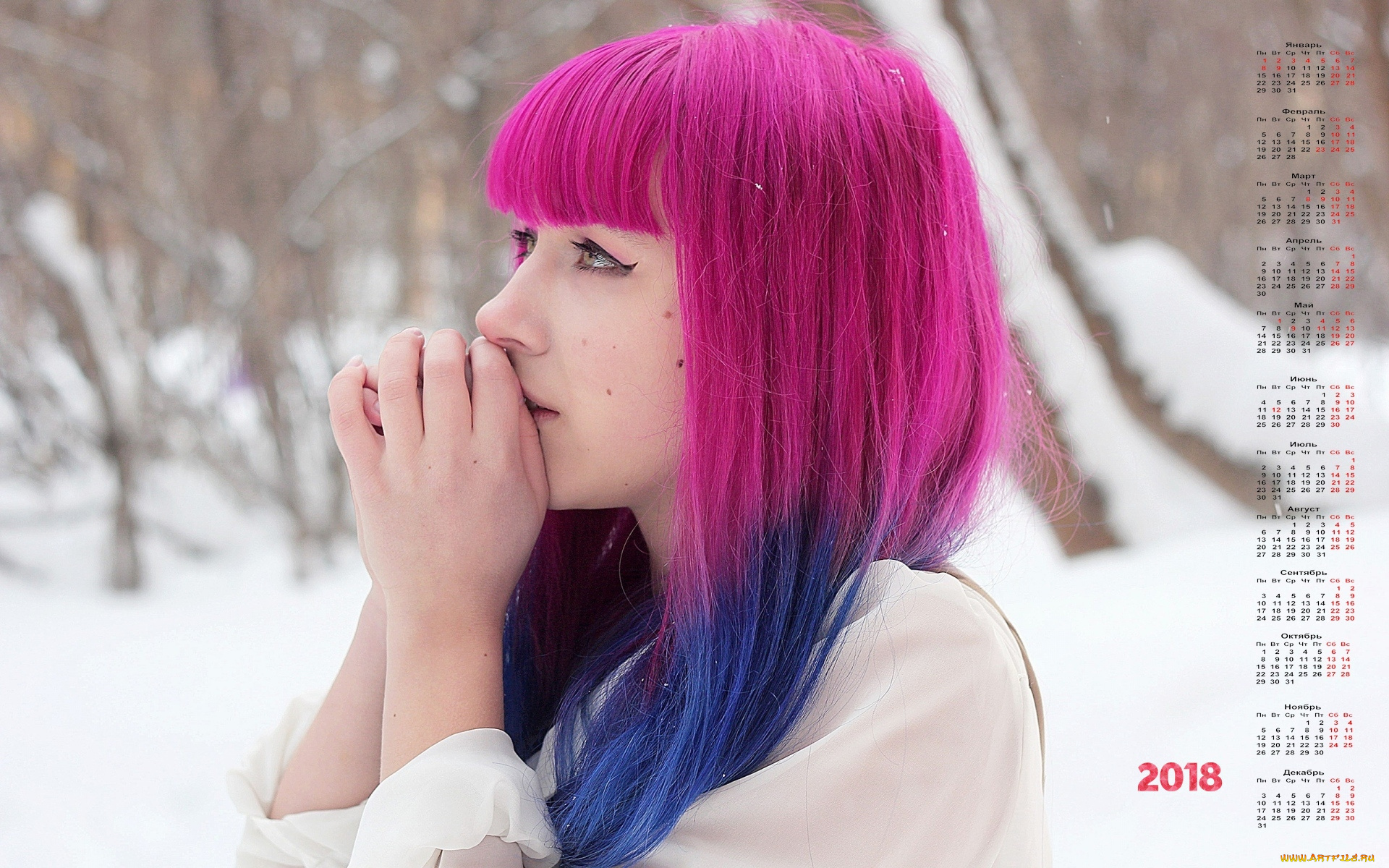 календари, девушки, профиль, 2018