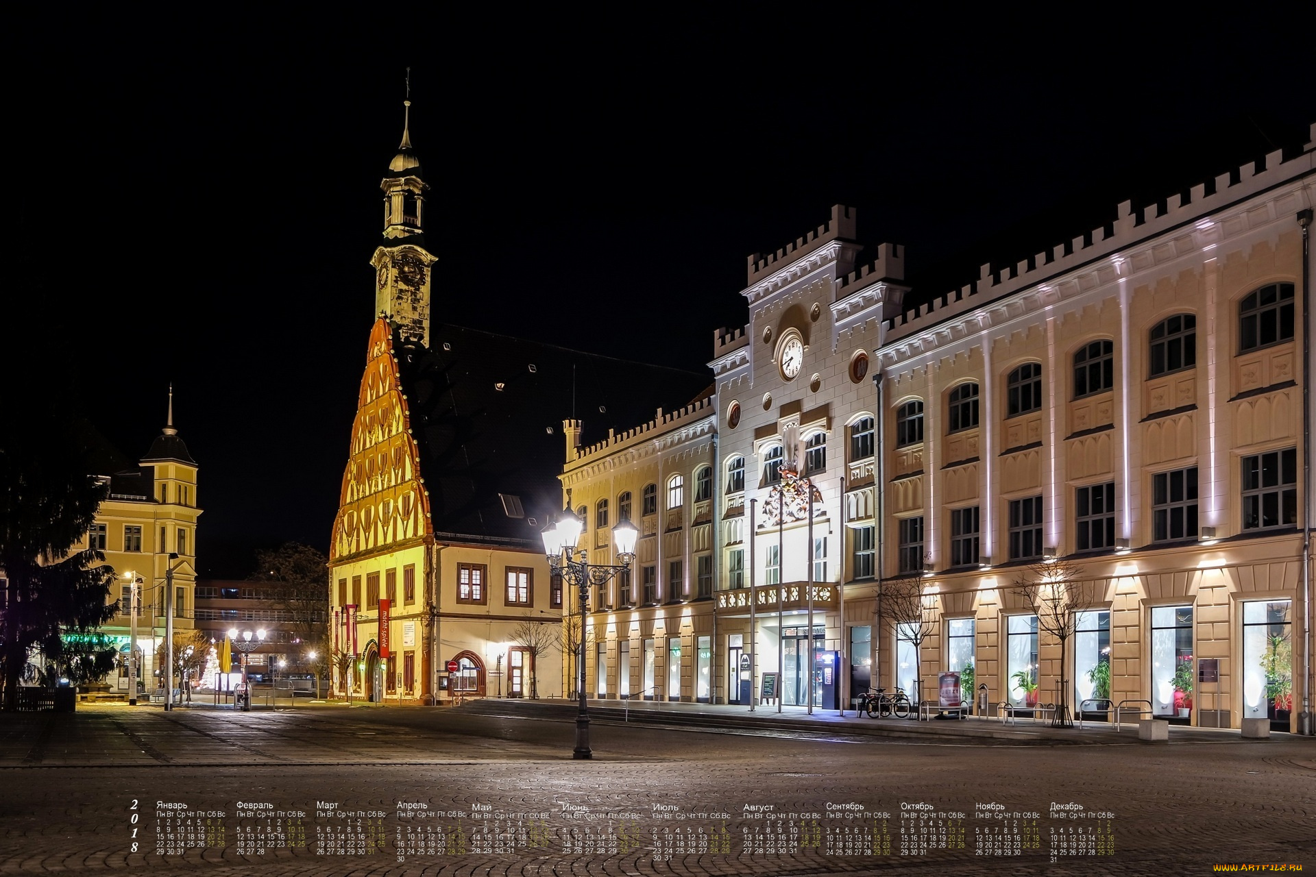 germany, календари, города, ночь, фонарь, здание, 2018, улица, витрина