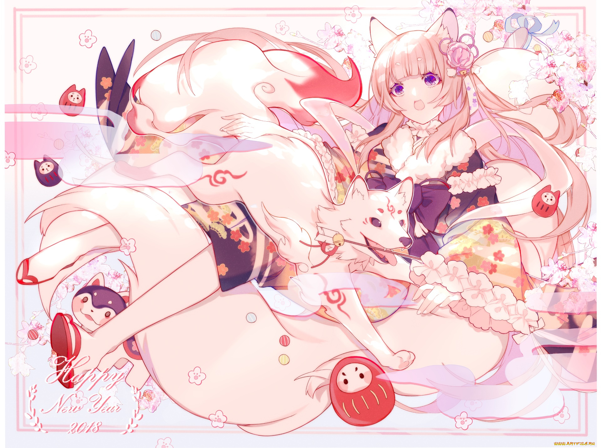 аниме, животные, , существа, фон, взгляд, девушка