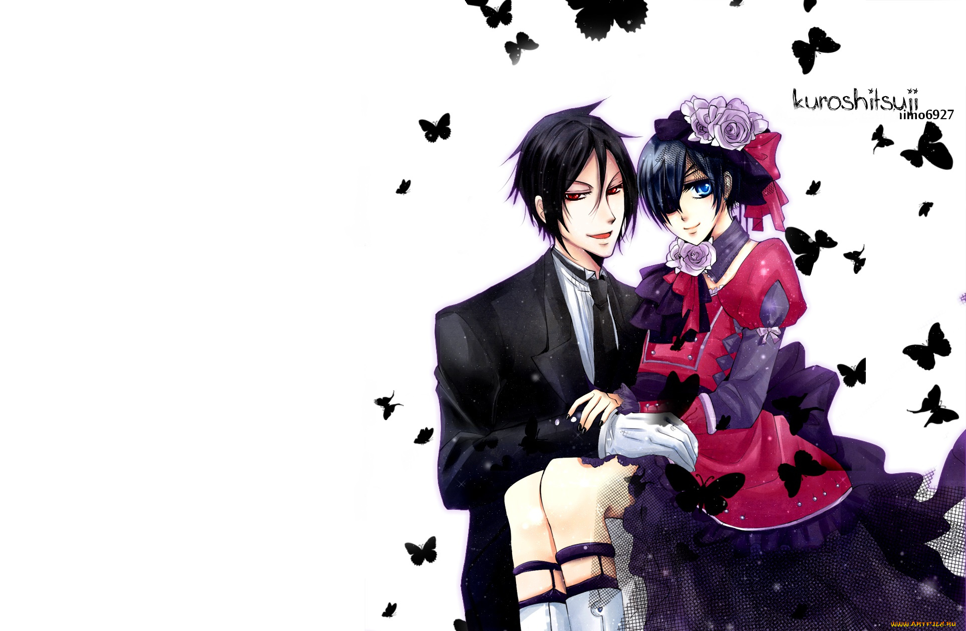 аниме, kuroshitsuji, сиэль, себастьян
