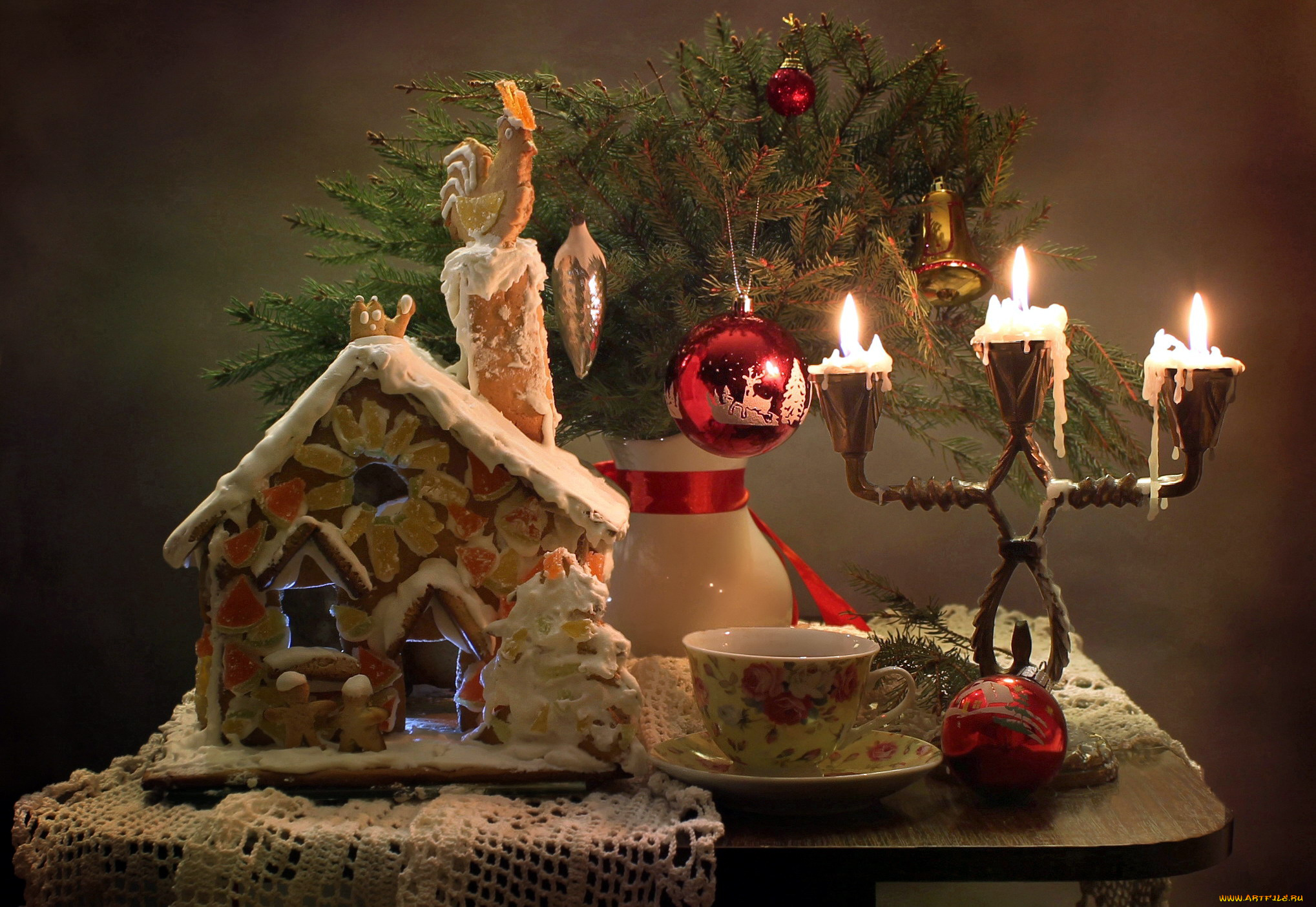 праздничные, -, разное, , новый, год, шарик, свечи, домик, пряничный