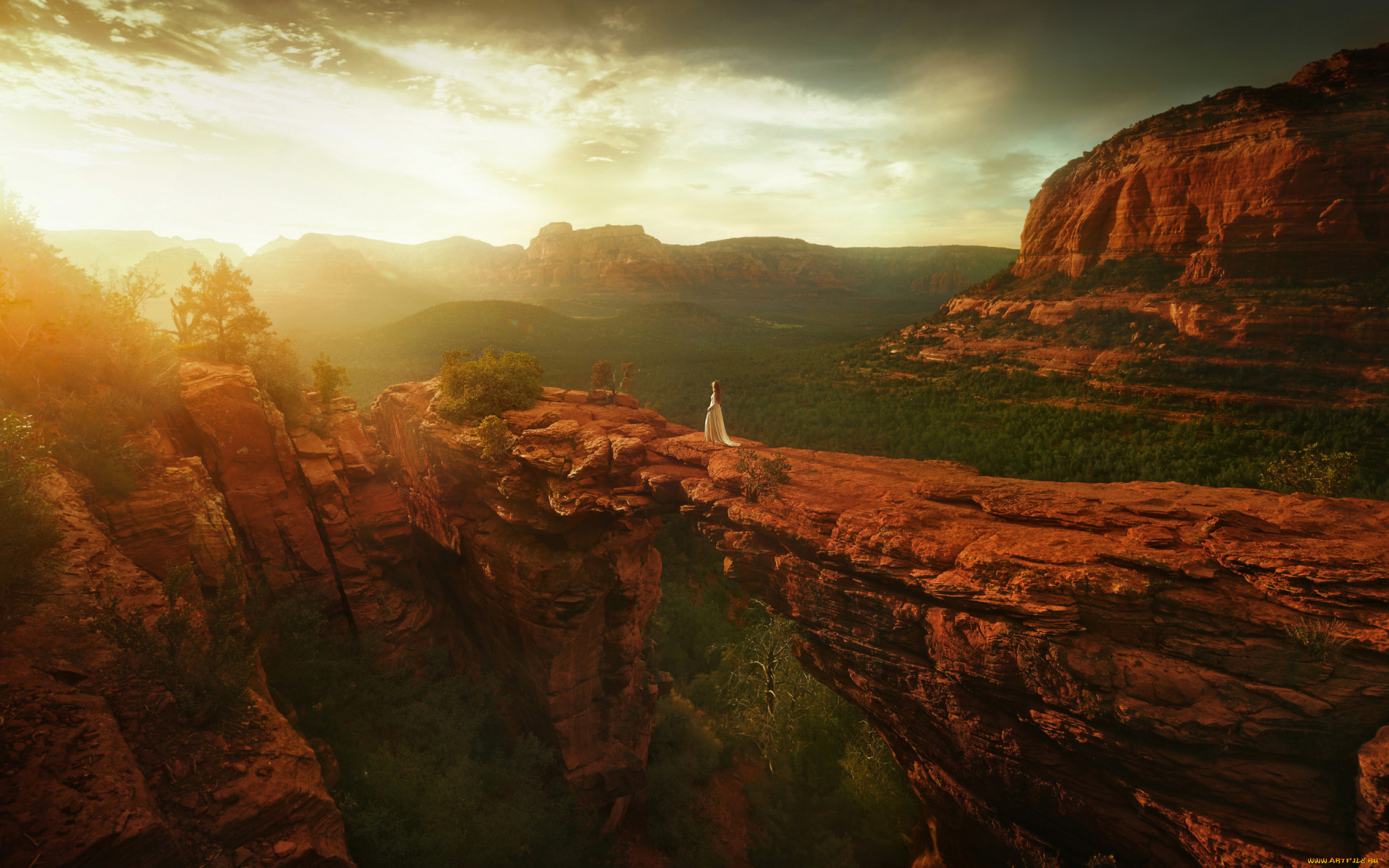 фэнтези, иные, миры, , иные, времена, мир, измерение, солнце, скалы, обрыв, девушка, долина, пространство
