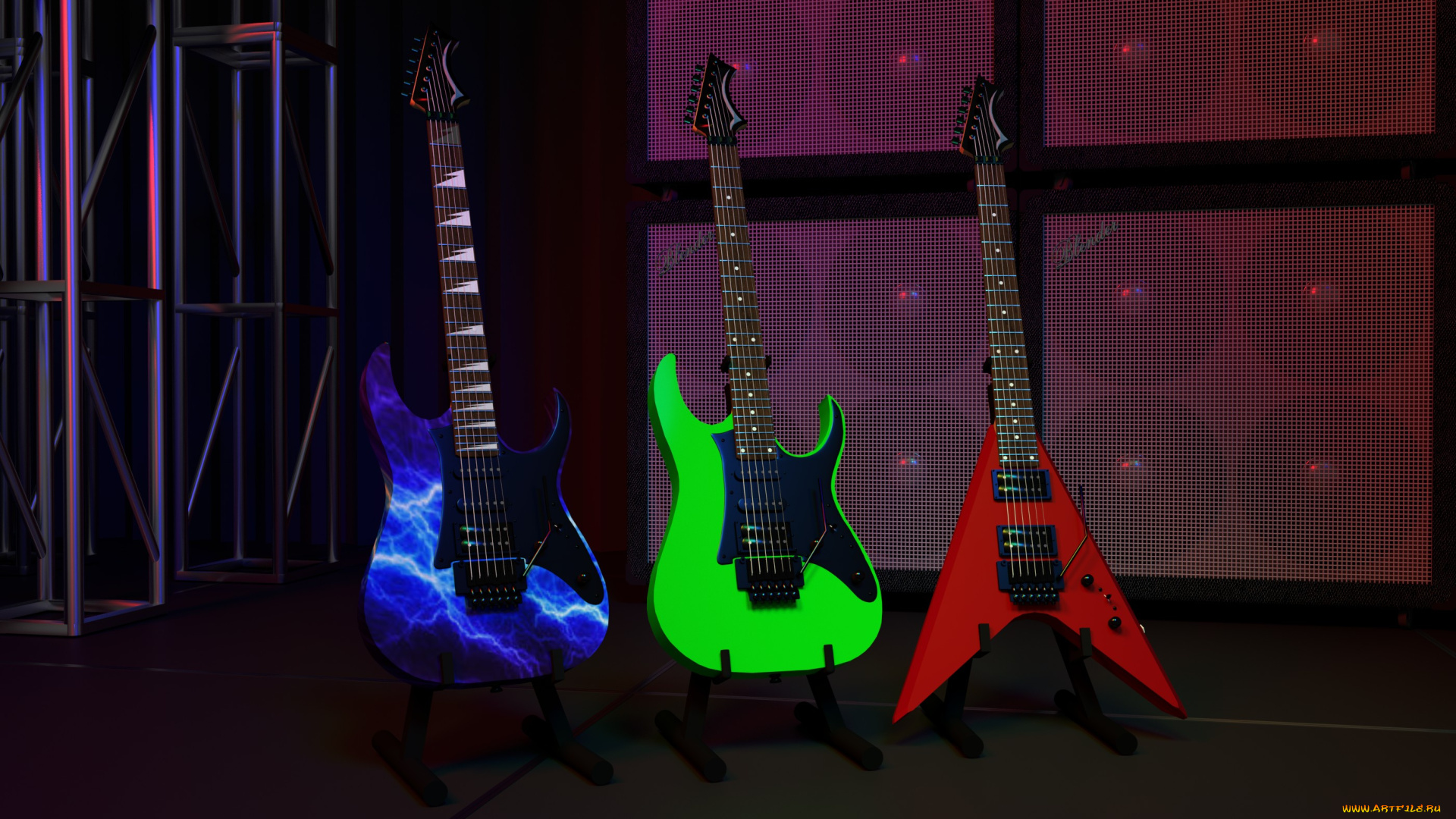 3д, графика, другое, , other, фон, гитары