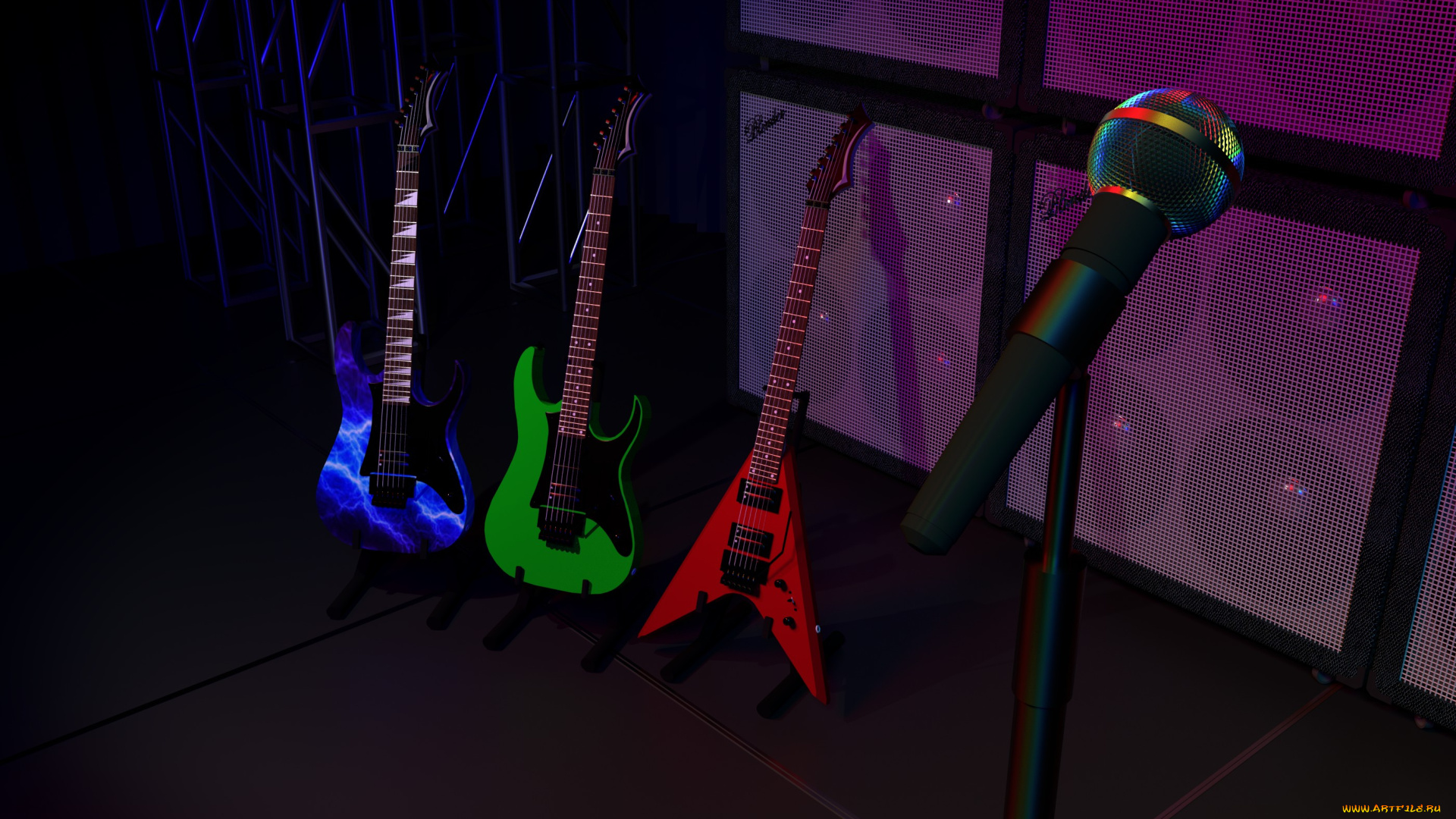 3д, графика, другое, , other, фон, гитары