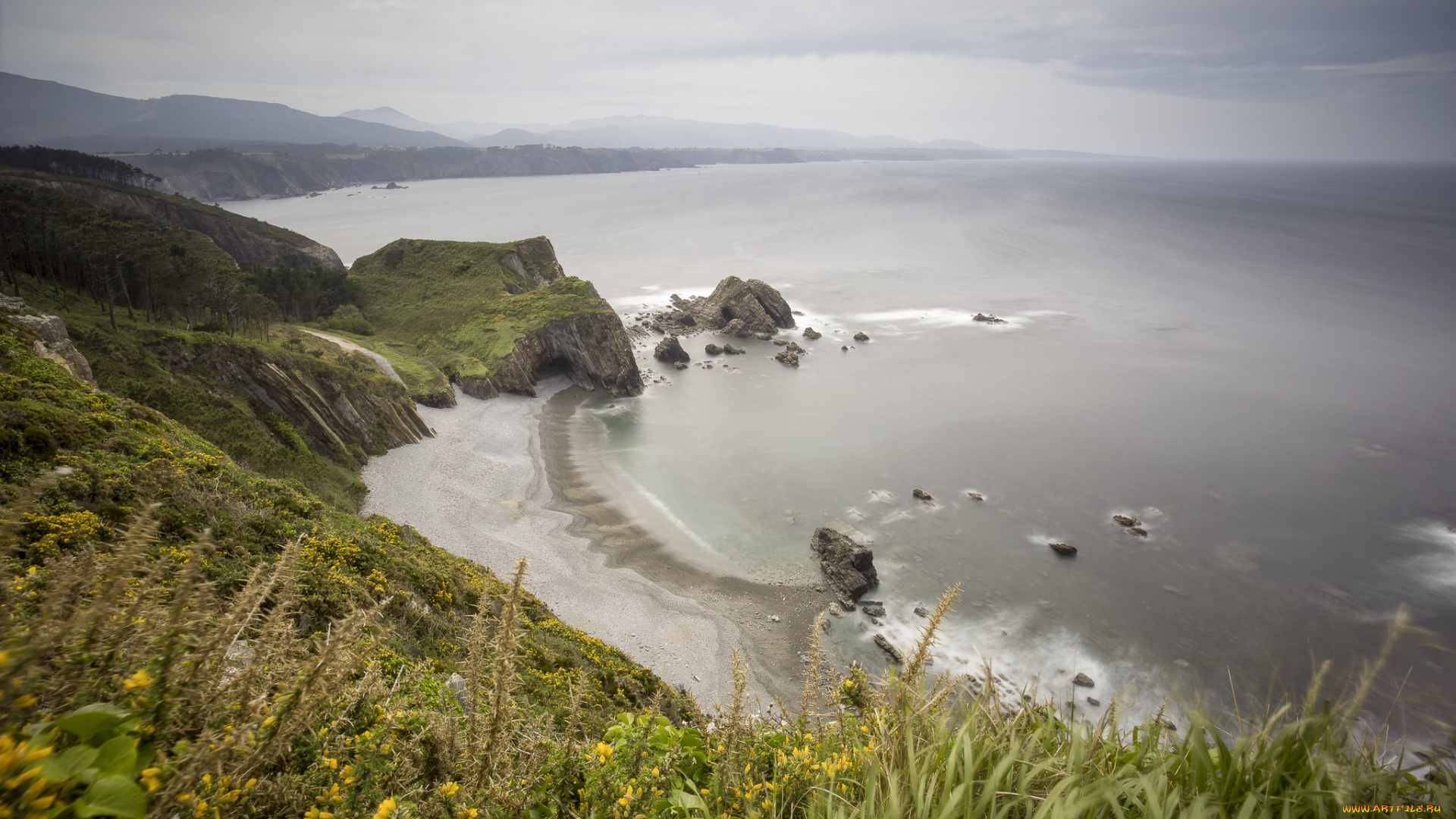 природа, побережье, простор