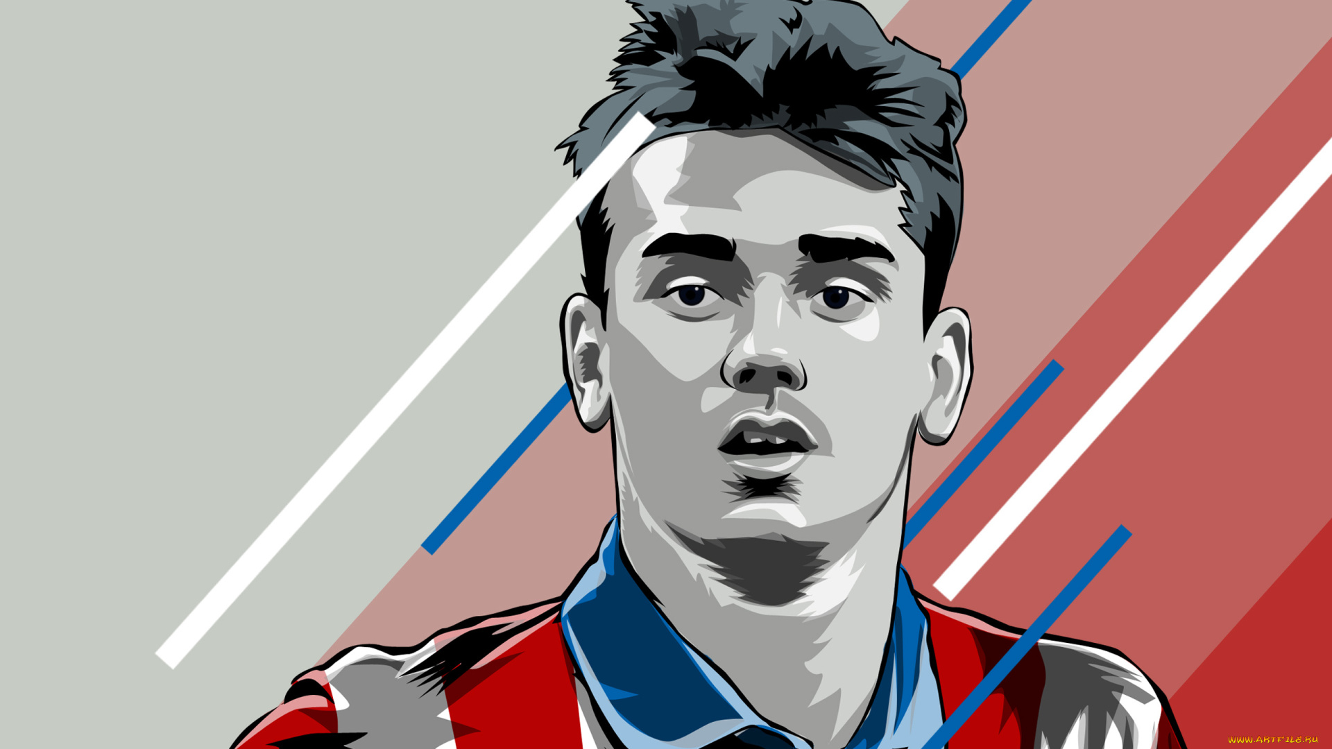 спорт, 3d, рисованные, antoine, griezmann, спортсмен, футболист