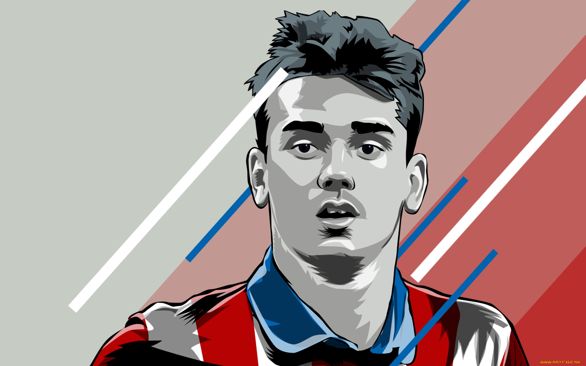 спорт, 3d, рисованные, antoine, griezmann, спортсмен, футболист