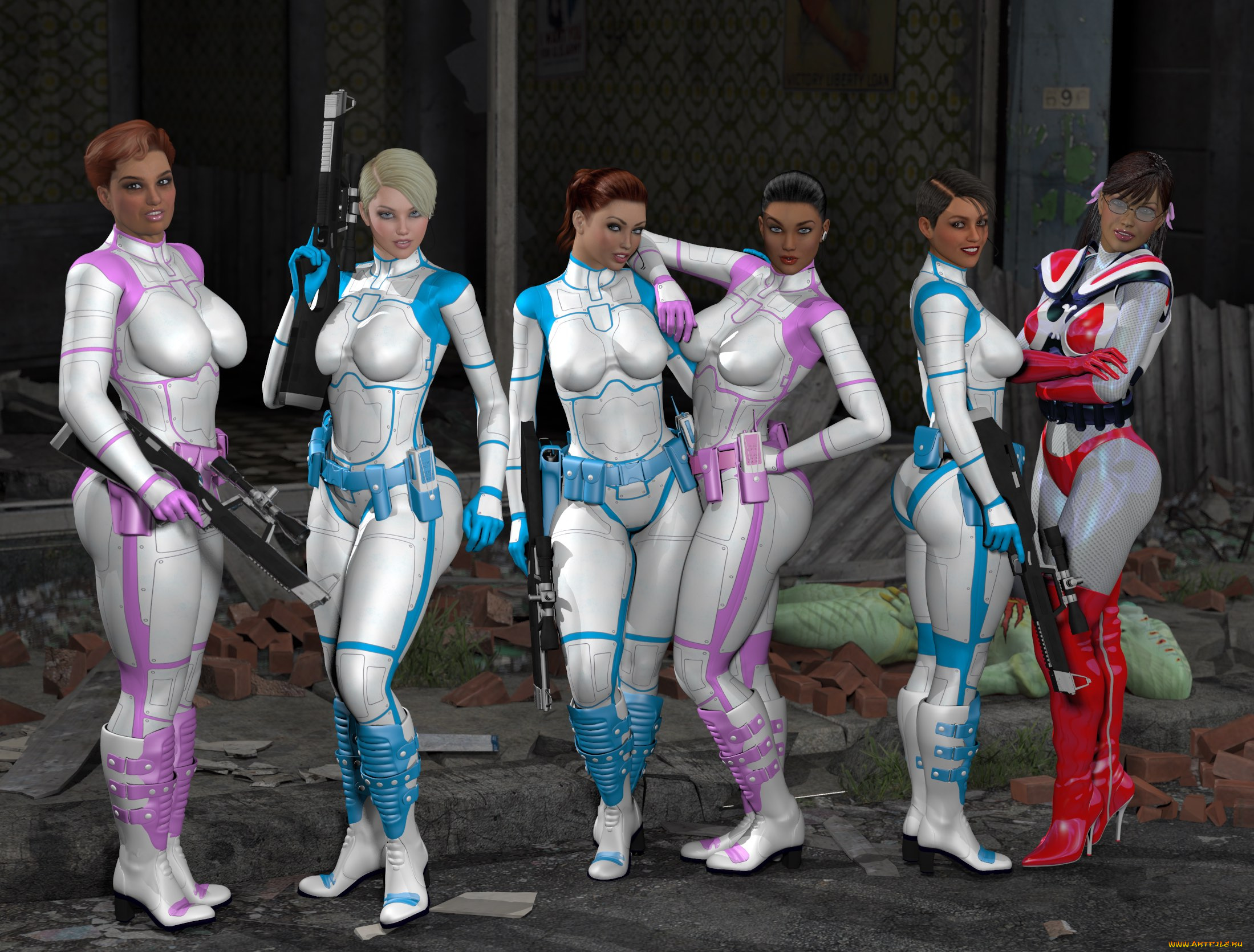 3д, графика, фантазия, , fantasy, девушки, фон, взгляд