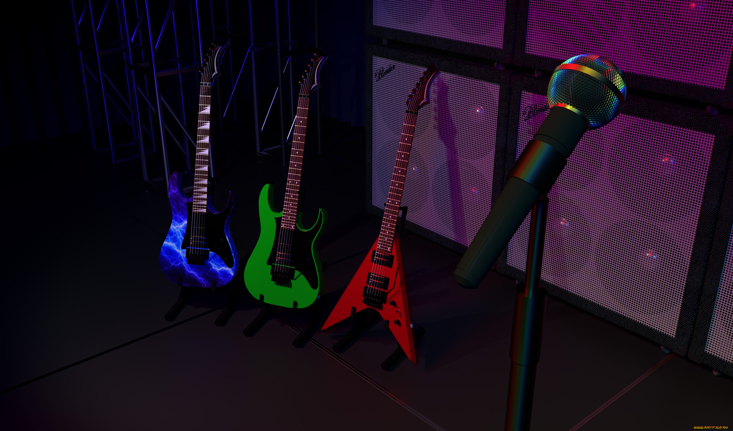 3д, графика, другое, , other, фон, гитары